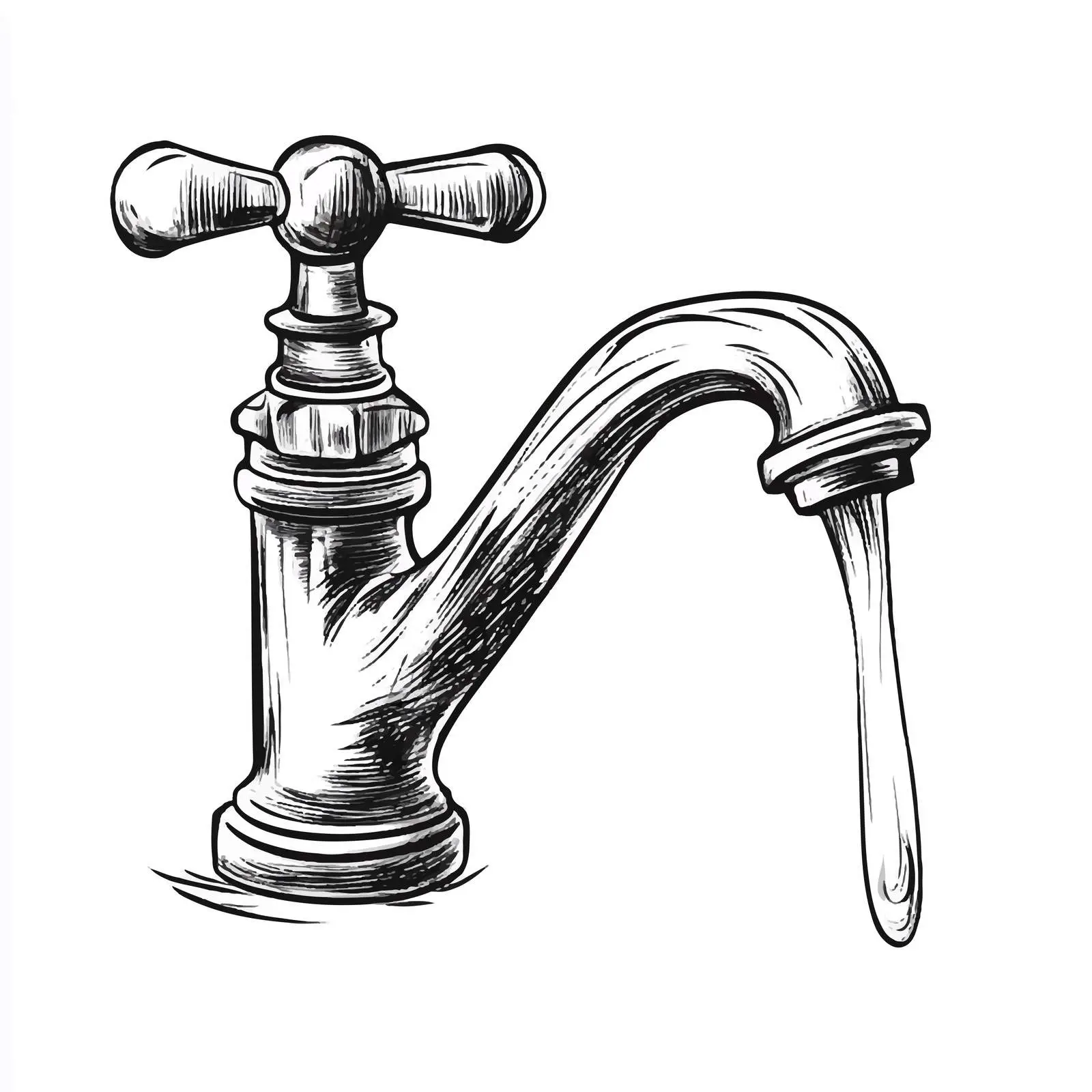 Black and White Faucet Vector Illustration — free download from Dotvec