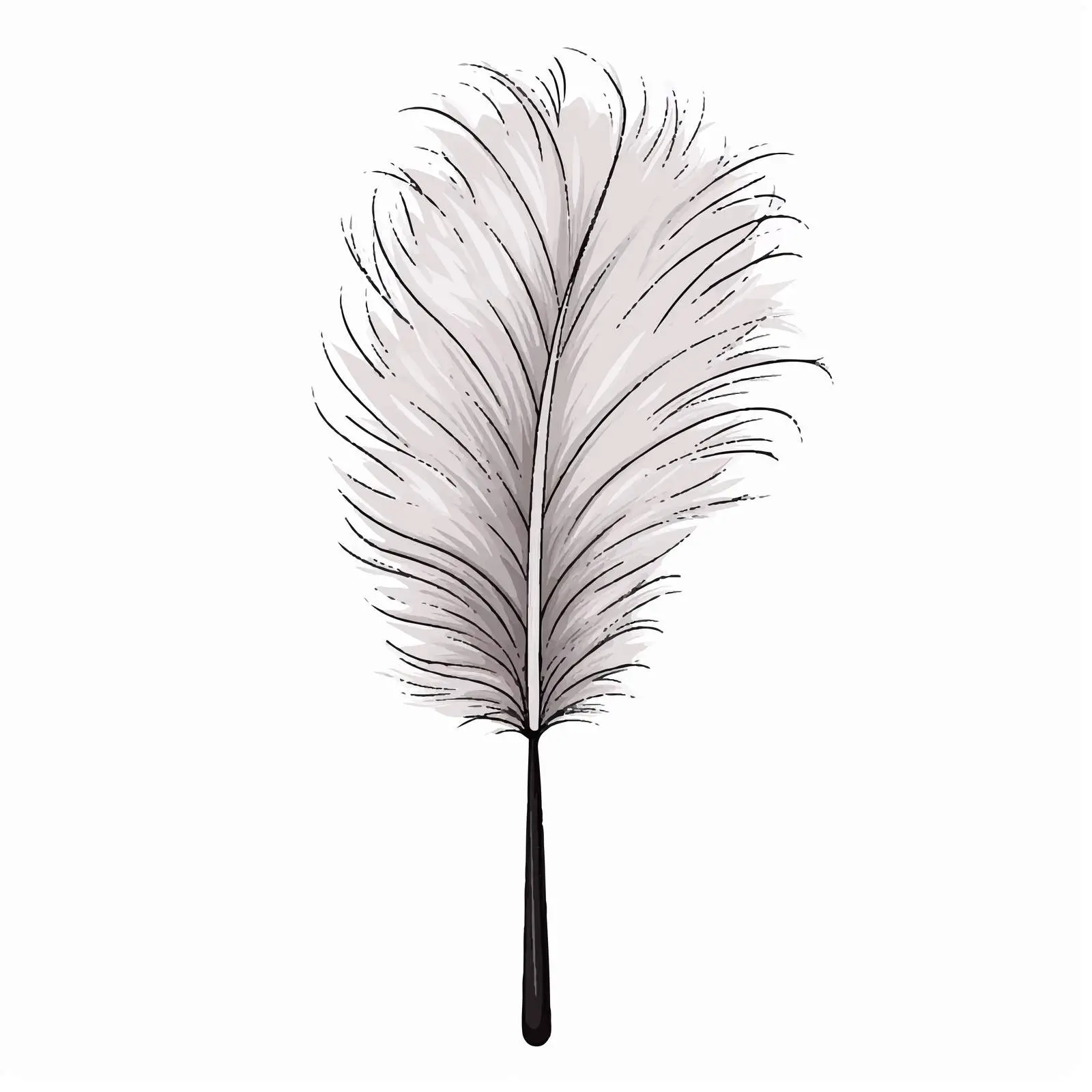Feather Duster Line Vector Illustration on White Background — free download from Dotvec
