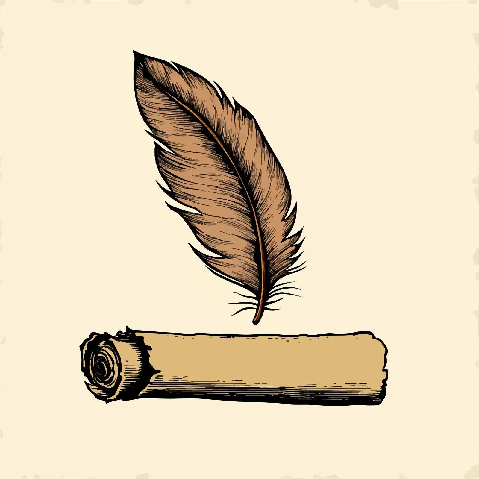 Feather Writing on Vintage Paper Illustration — free download from Dotvec