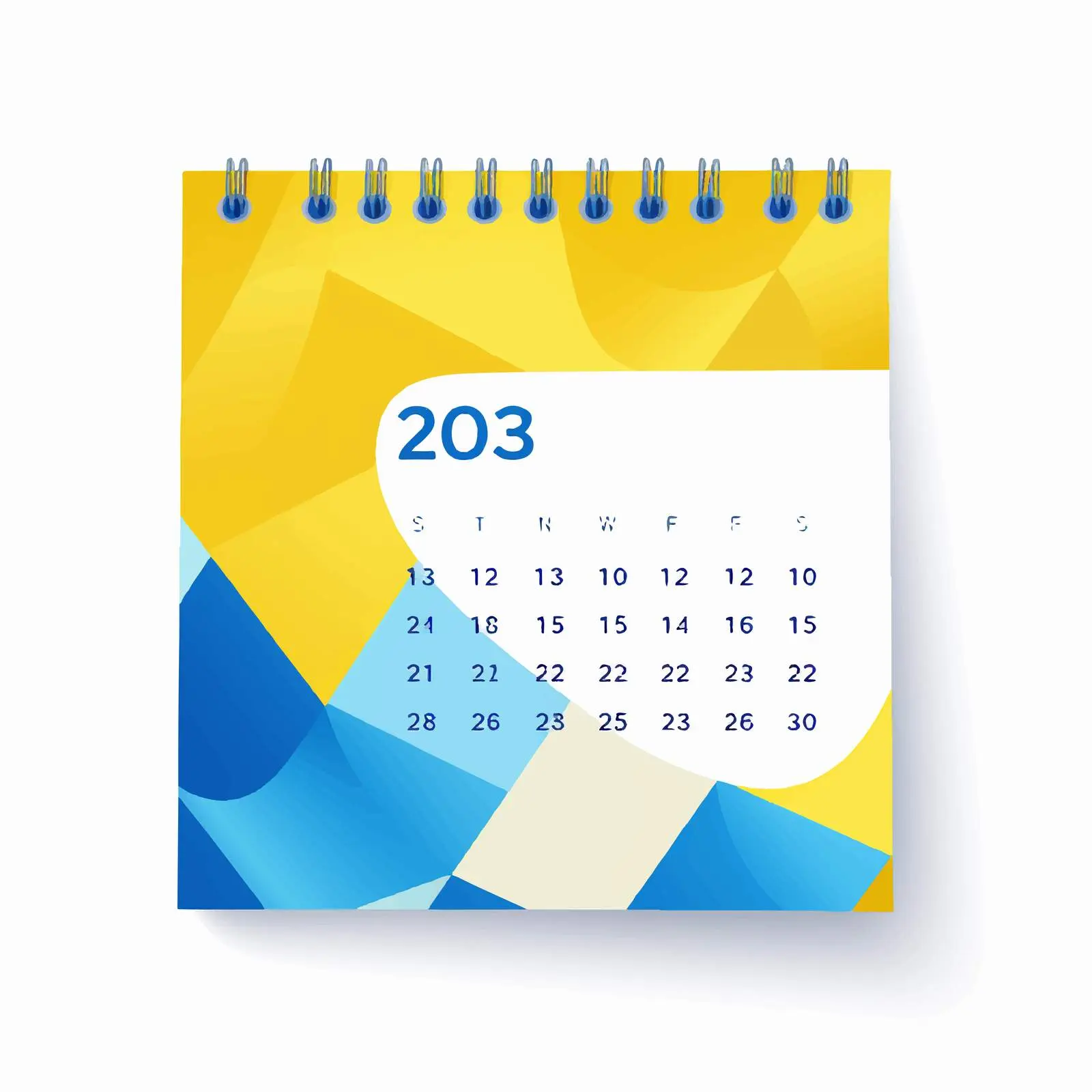 Blue and Yellow Geometric February Calendar Poster — free download from Dotvec