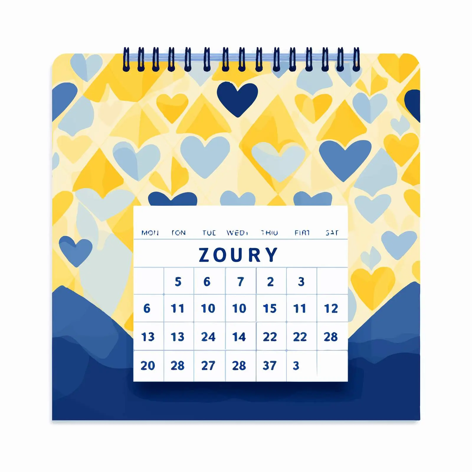 February Geometric Poster in Blue and Yellow — free download from Dotvec