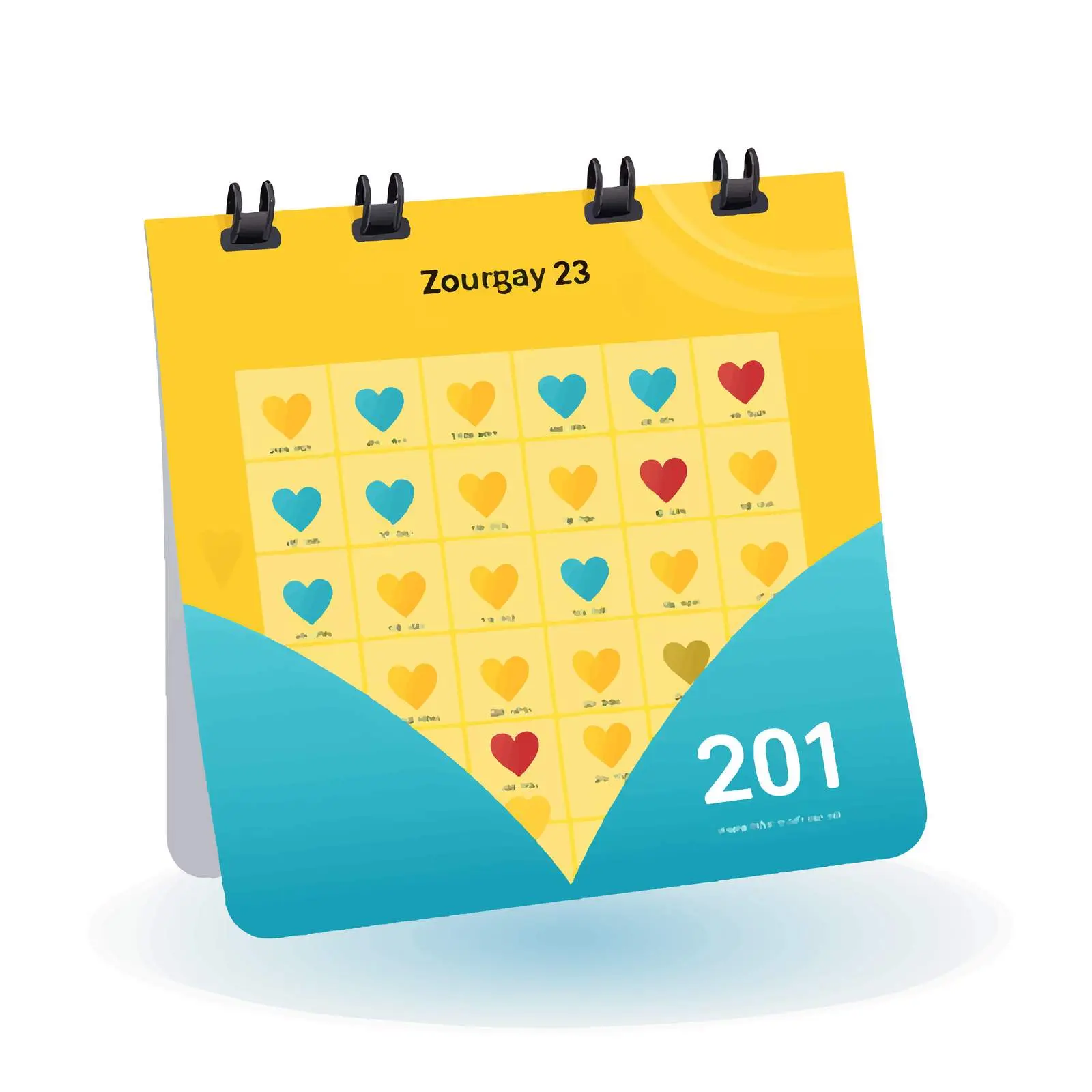 Geometric February Poster in Blue and Yellow — free download from Dotvec