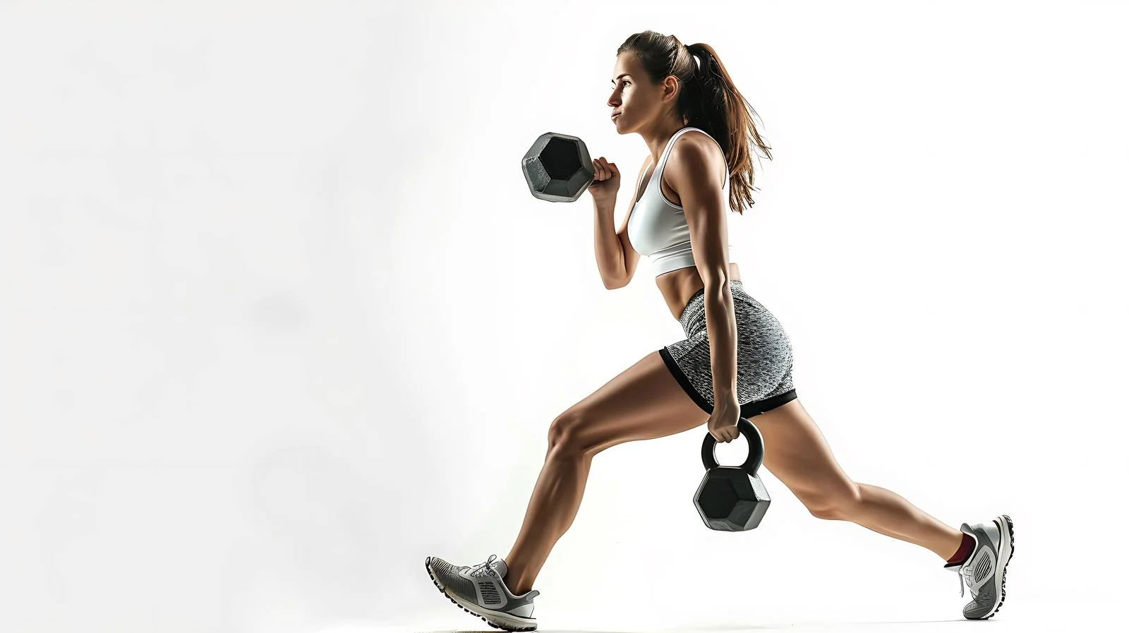 Female Athlete Lunges with Kettlebells — free download from Dotvec