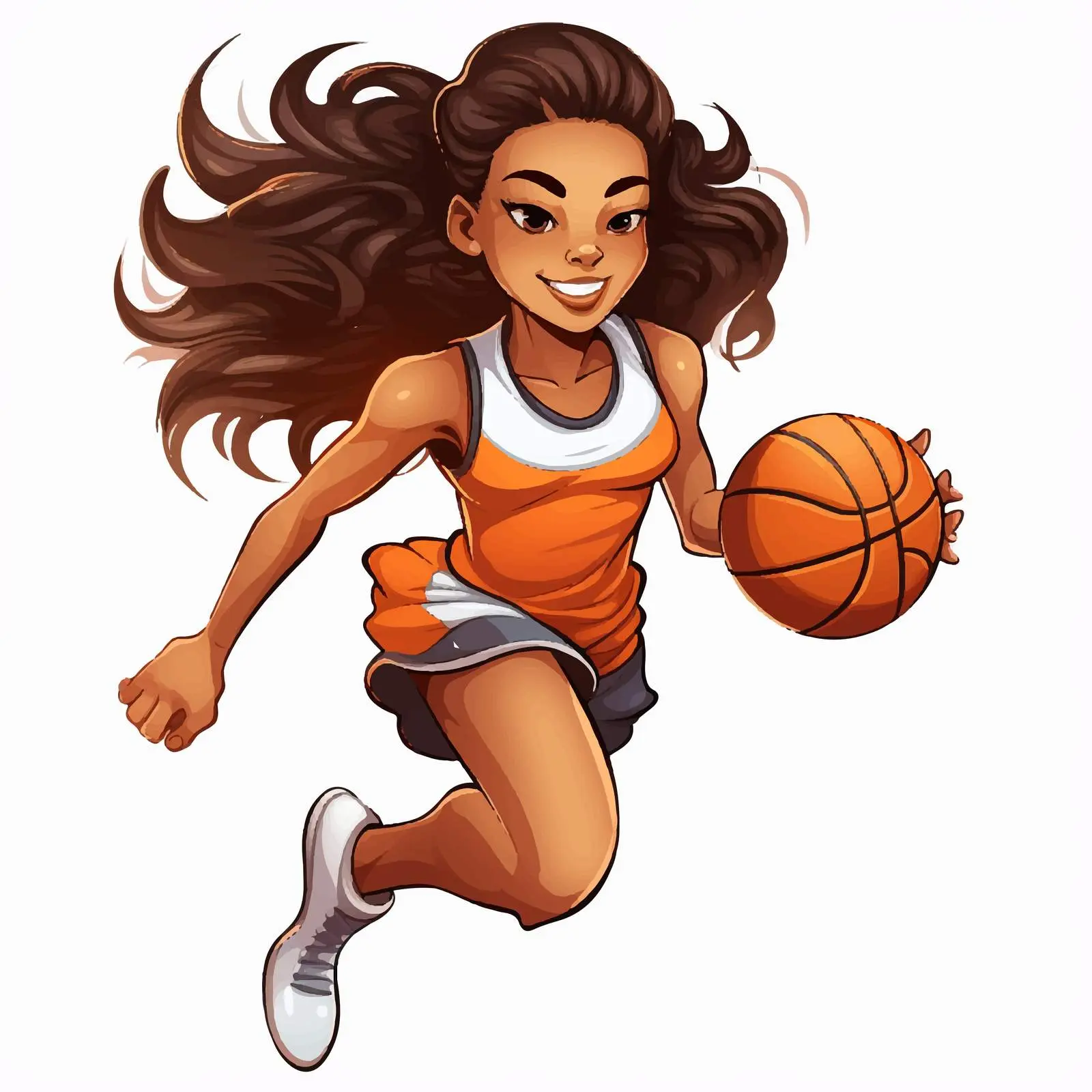 Cartoon Illustration of Female Basketball Player — free download from Dotvec