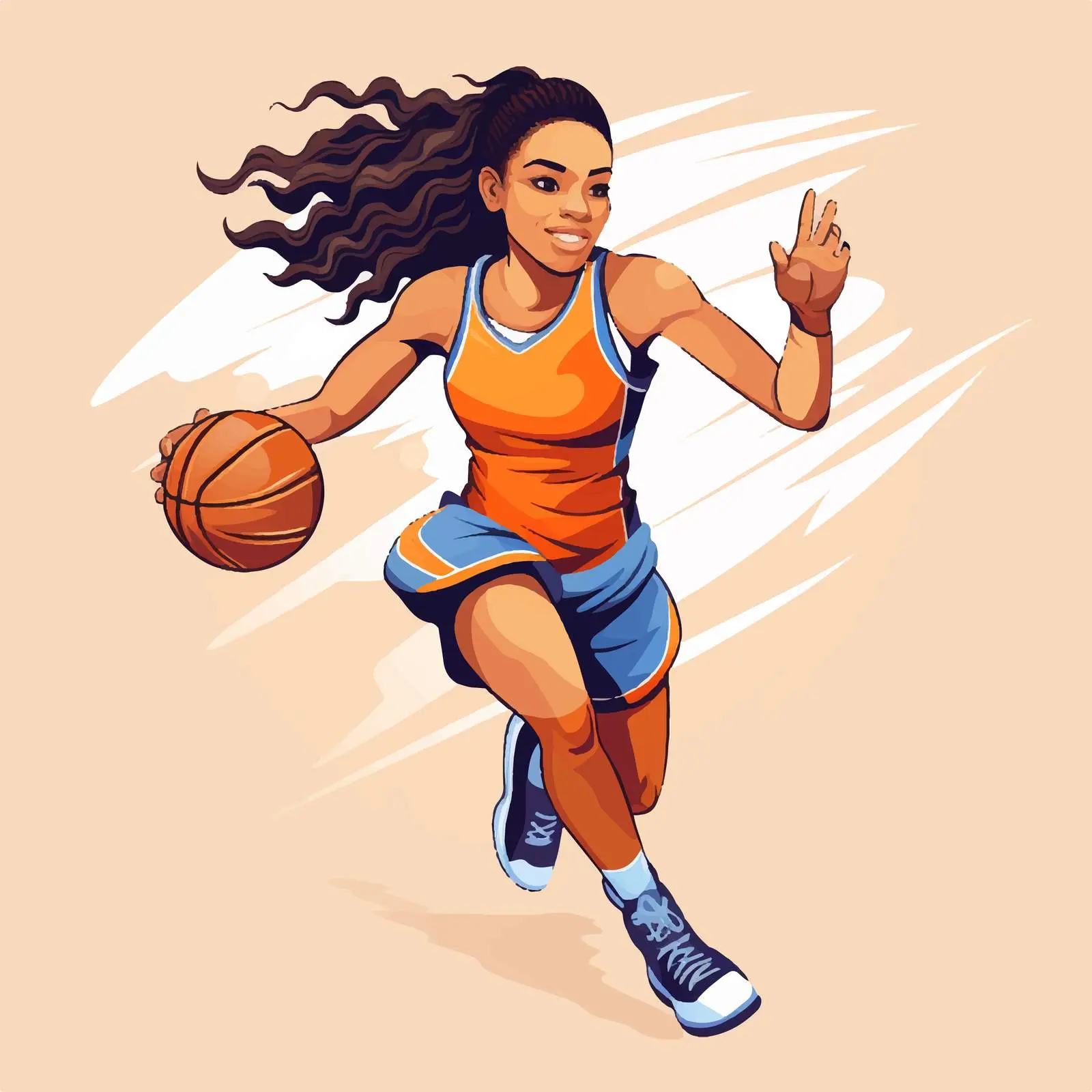 Cartoon Illustration of Female Basketball Player — free download from Dotvec
