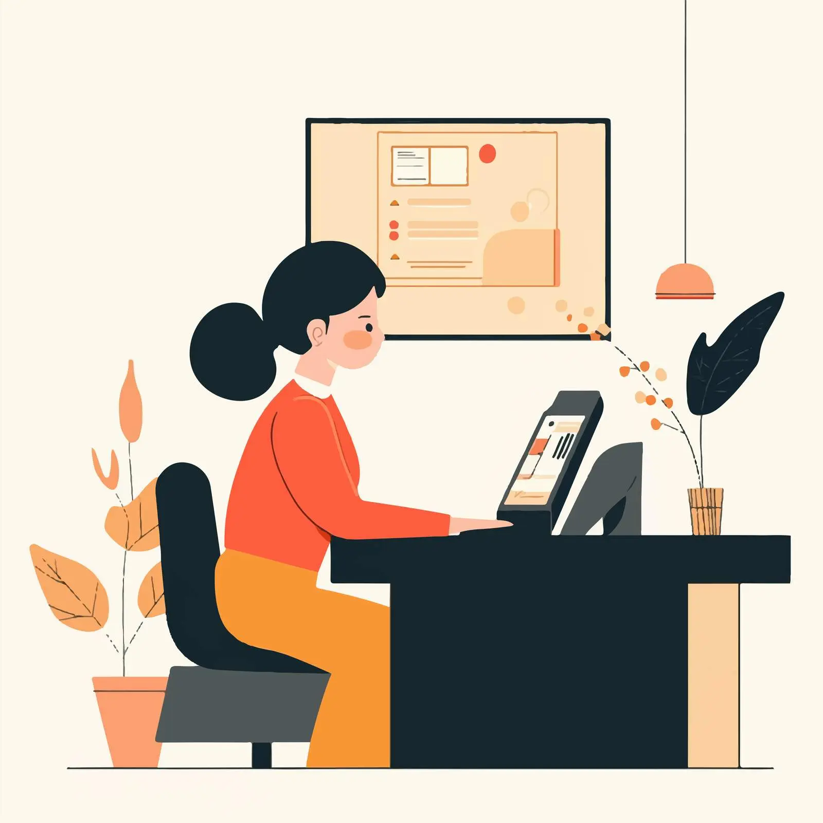 Female Bank Cashier Flat Vector Illustration — free download from Dotvec
