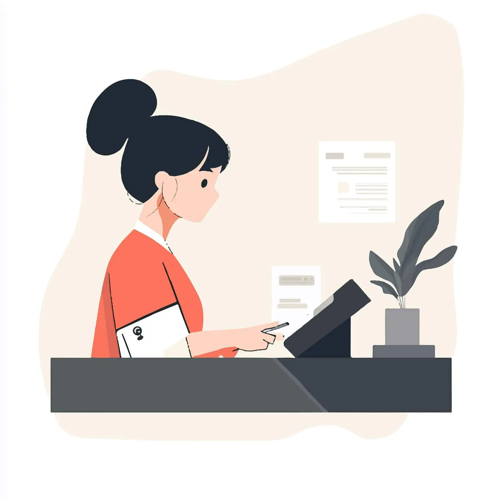 Flat Vector Illustration of Female Bank Cashier — free download from Dotvec