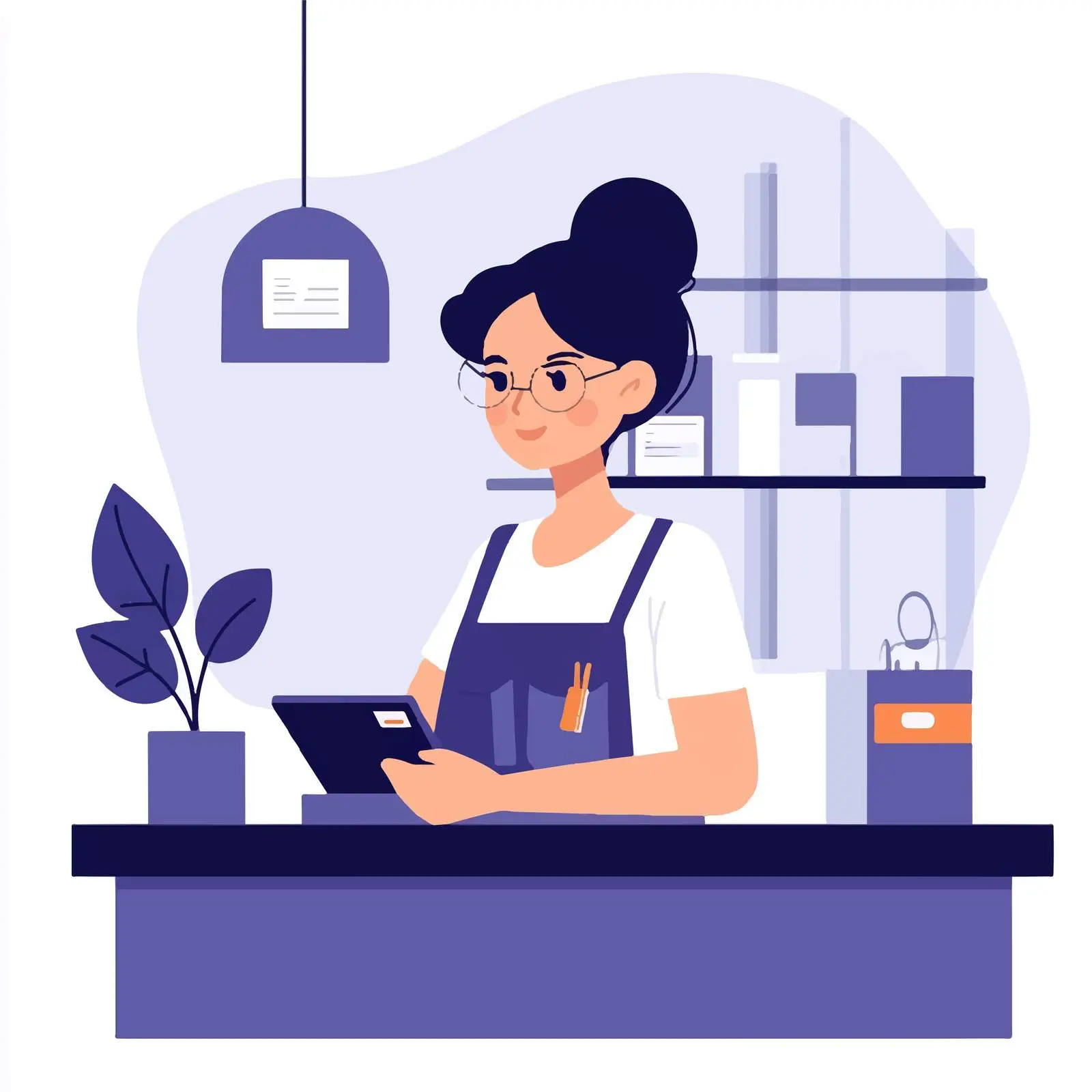 Female Bank Cashier Flat Vector Illustration — free download from Dotvec