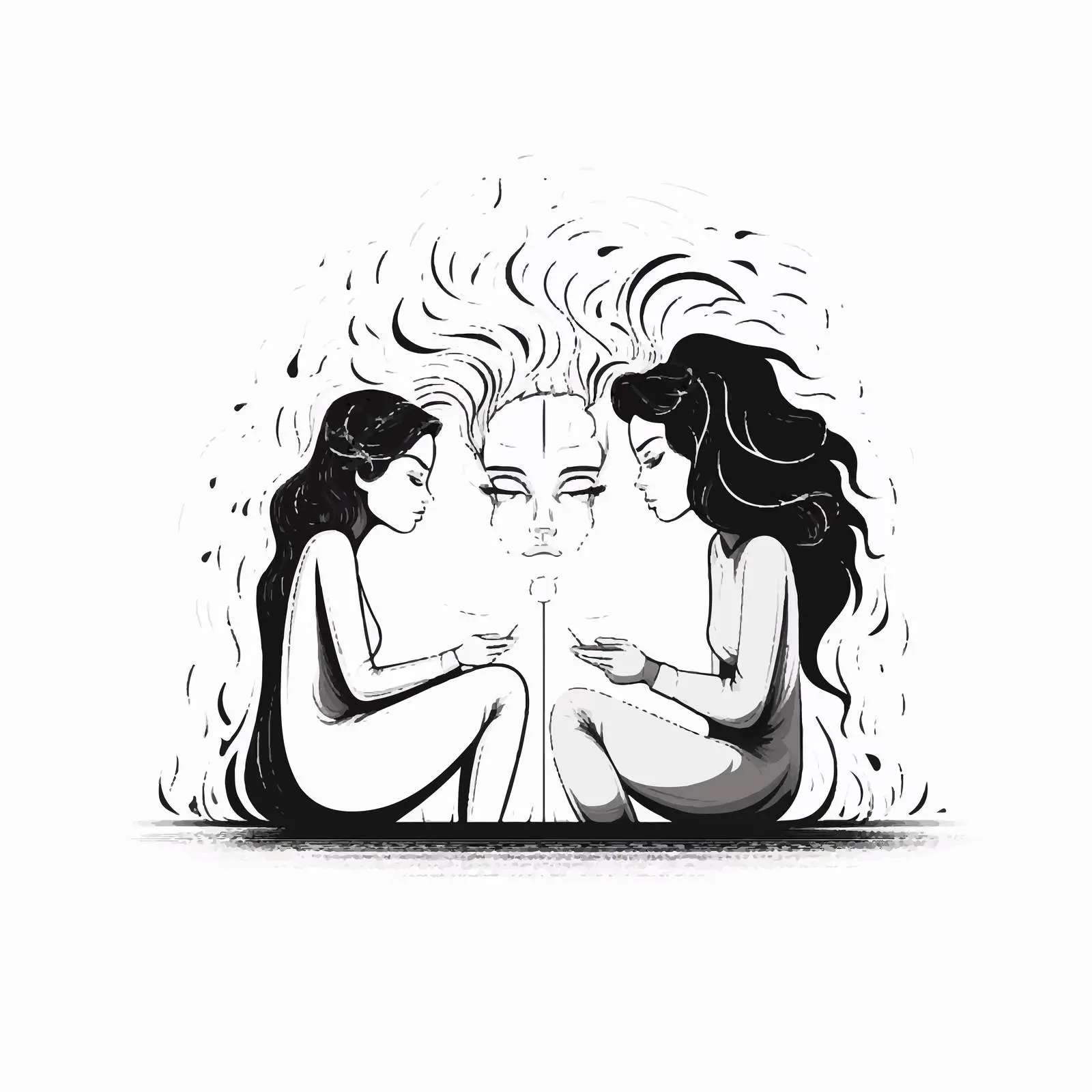 Intriguing Female Character Reflection Concept — free download from Dotvec