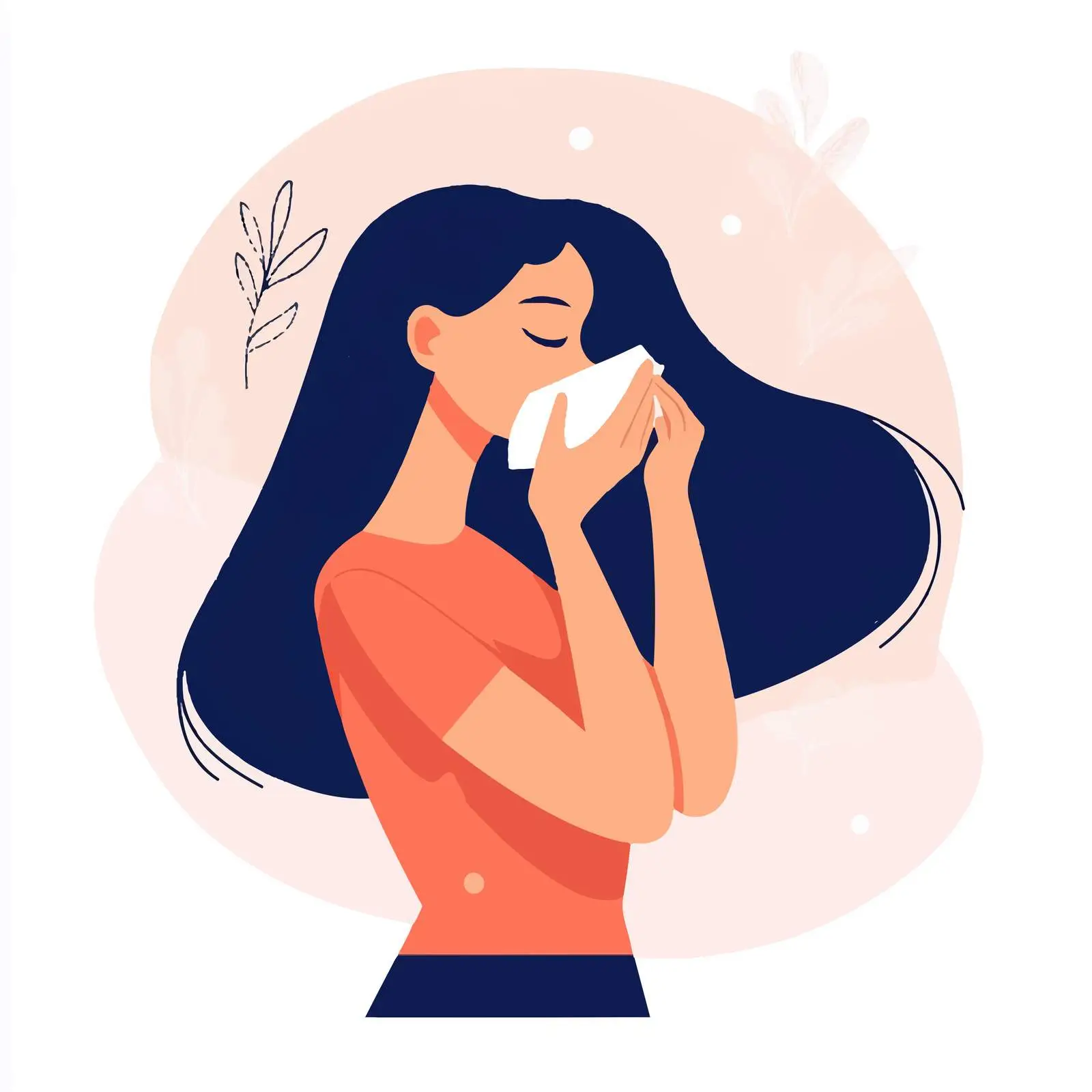Female Character Sneezing with Tissue — free download from Dotvec
