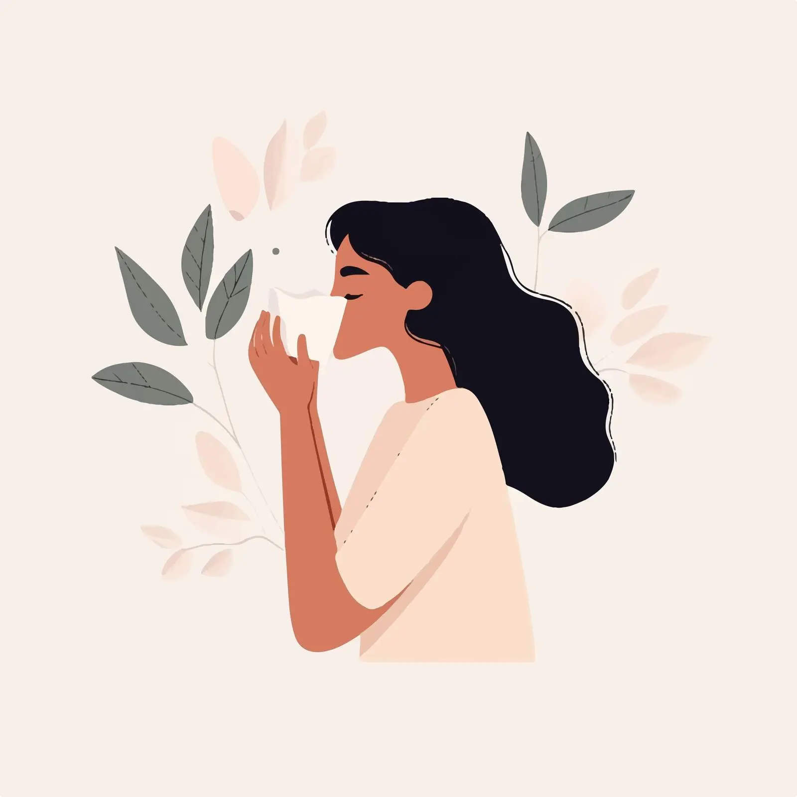 Woman Sneezing and Coughing into Tissue — free download from Dotvec