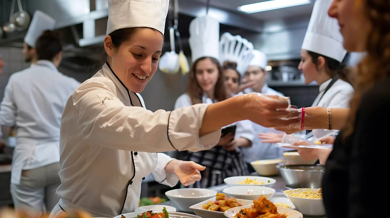 Female Chef Distributing Food Samples — free download from Dotvec