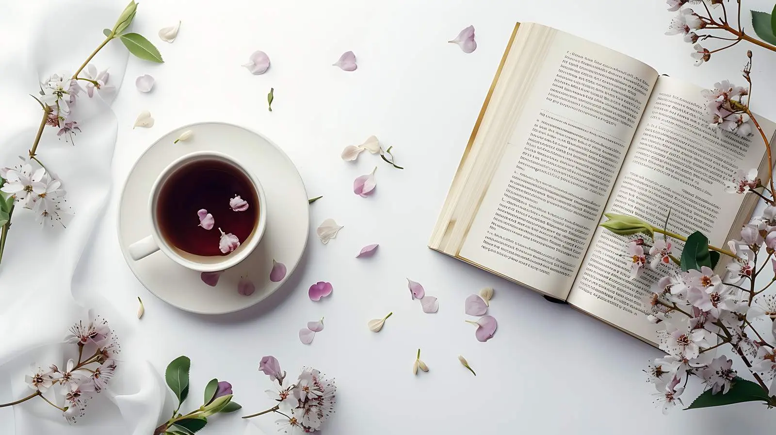 Elegant Desk Setup with Coffee and Flowers – free care image from Dotvec
