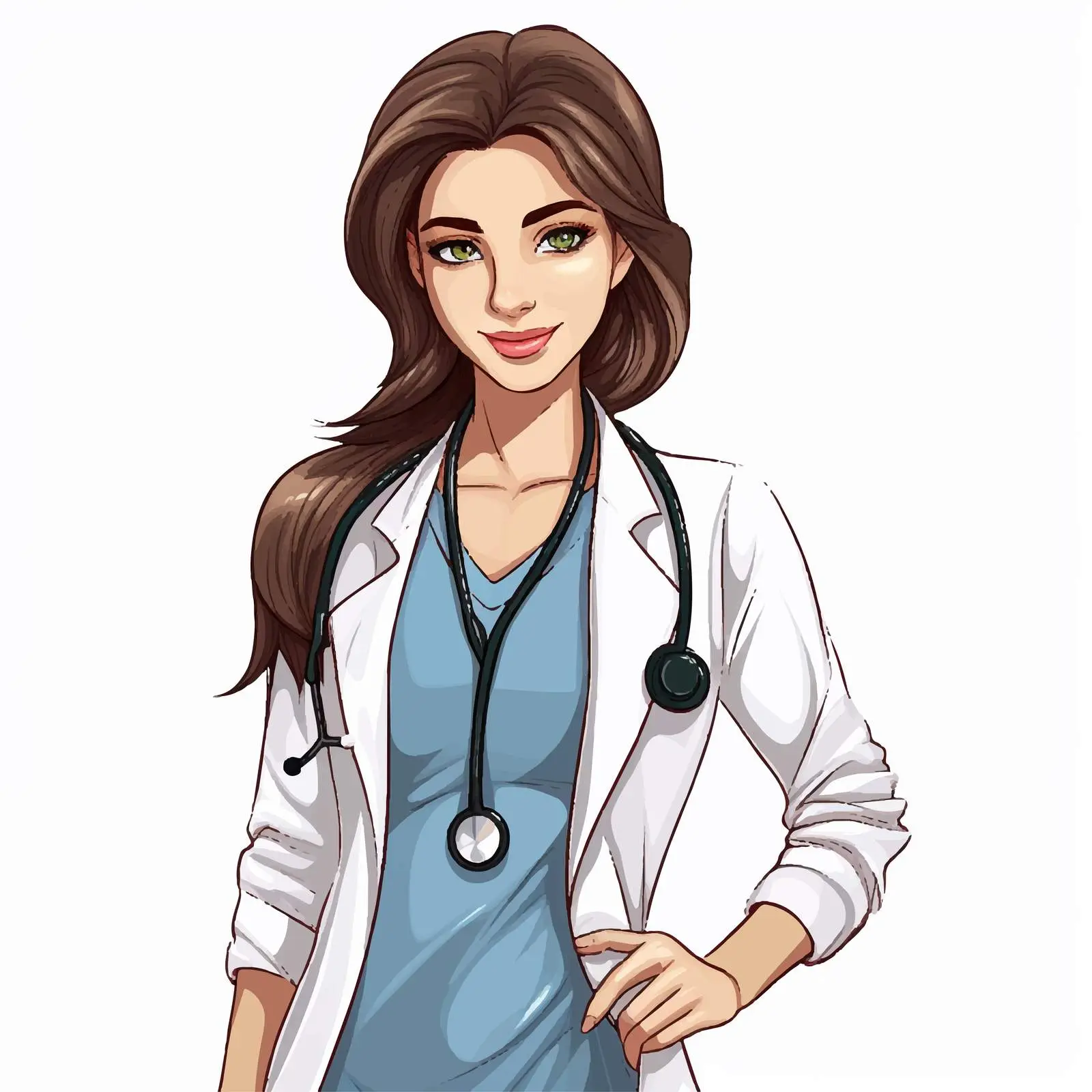 Female Doctor in Uniform with Stethoscope Vector – free nurse illustration image from Dotvec