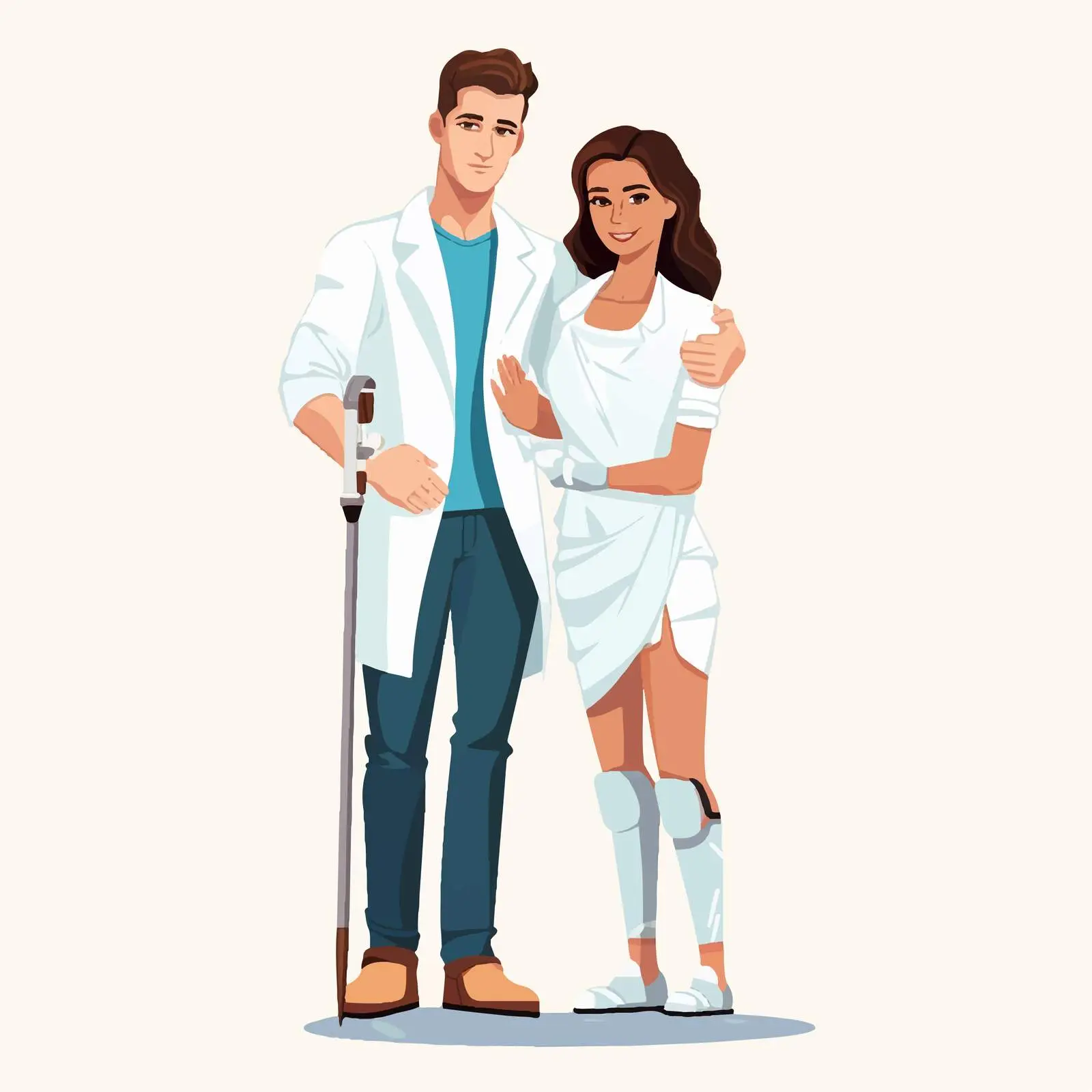 Female Doctor Advises Patient with Broken Arm — free download from Dotvec