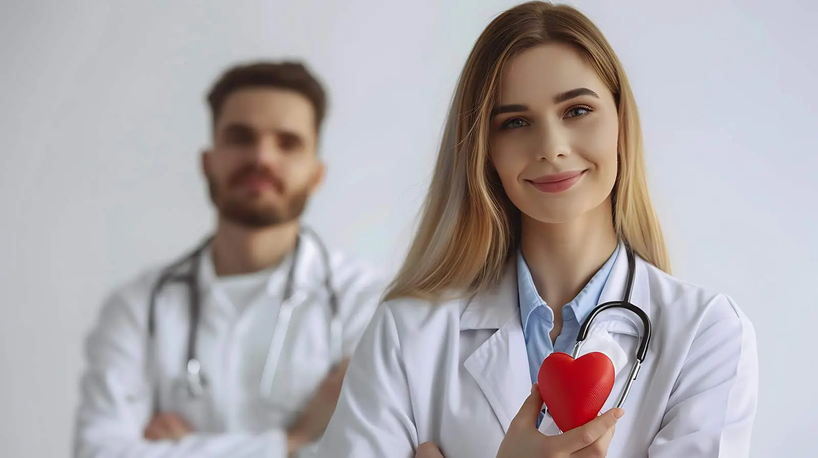Caring Female Doctor with Stethoscope and Heart – free care image from Dotvec
