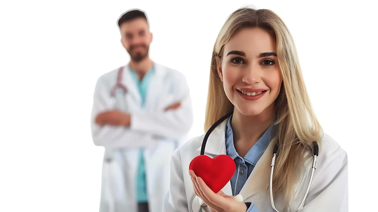 Compassionate Female Doctor with Stethoscope and Heart – free care image from Dotvec