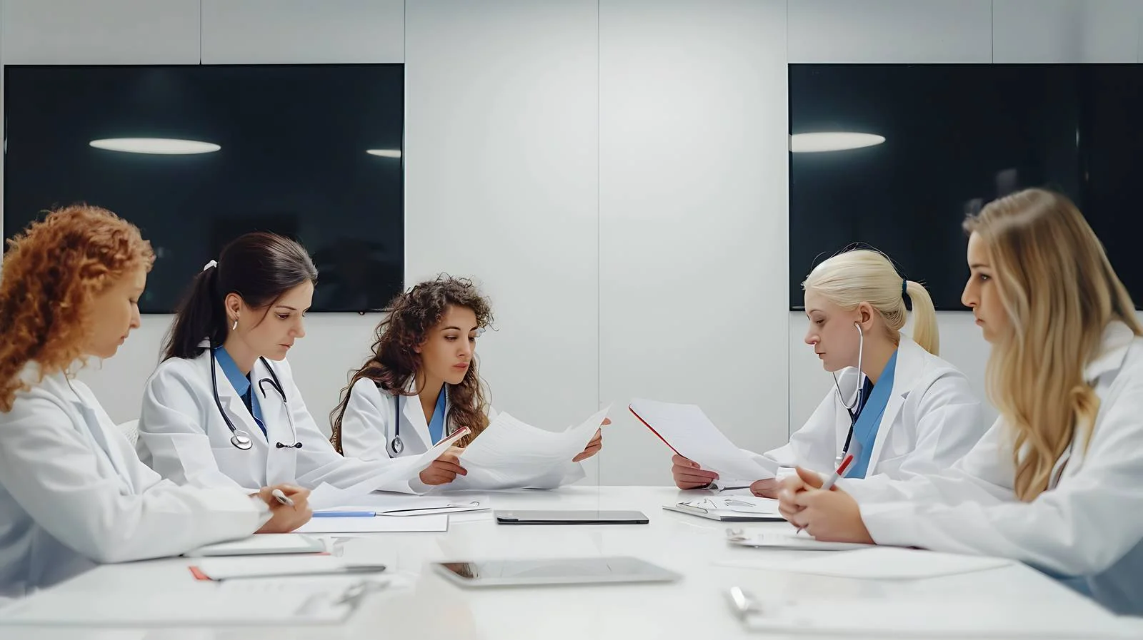 Medical Professionals Reviewing Documents in Conference — free download from Dotvec