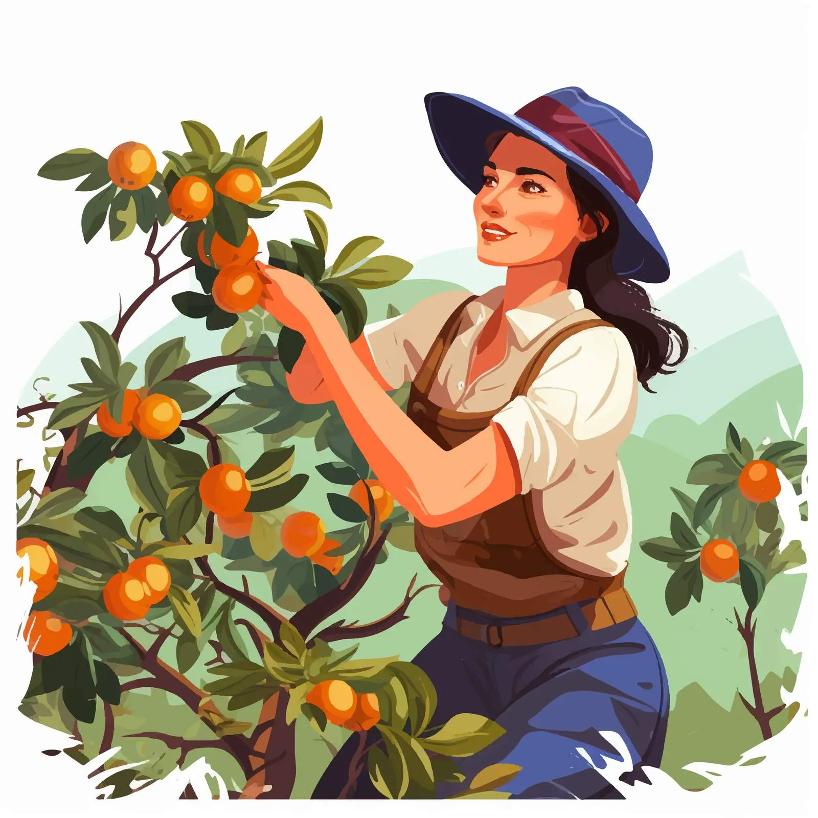 Female Farmer Picking Fruits in Uniform — free download from Dotvec