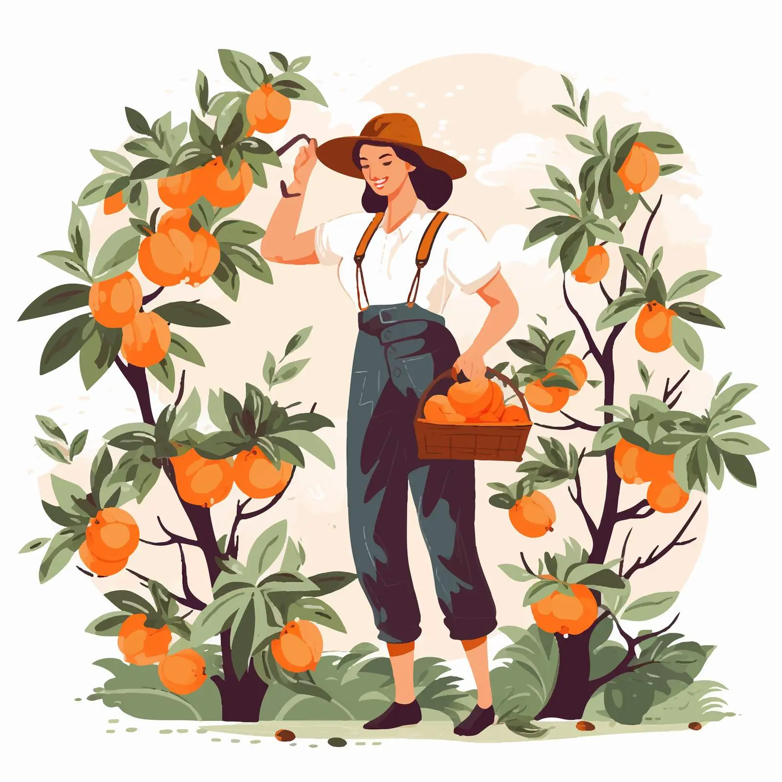 Female Farmer in Uniform Picking Fruits — free download from Dotvec