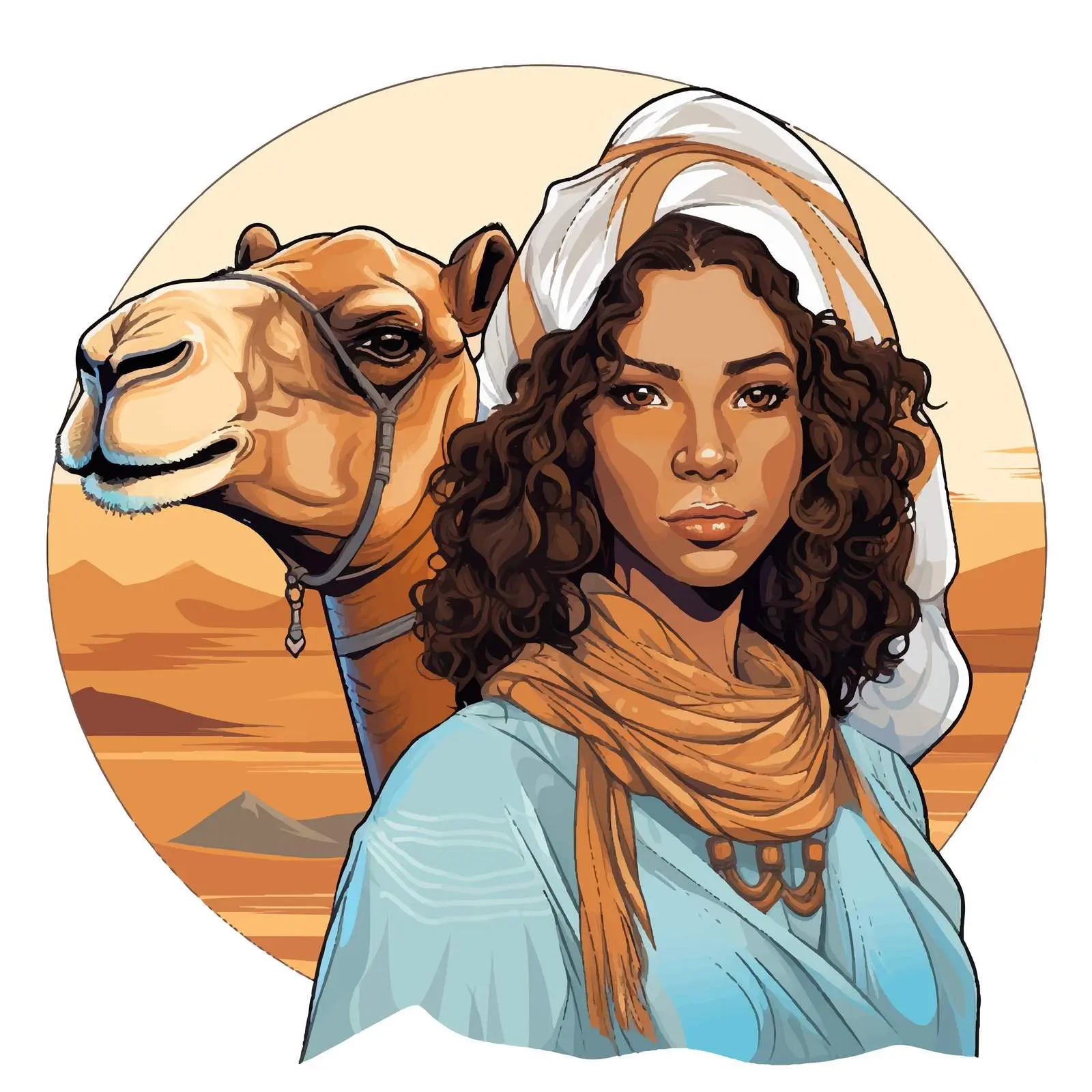 Female Figure with Dromedary Camel Face Vector – free ethnic representation image from Dotvec