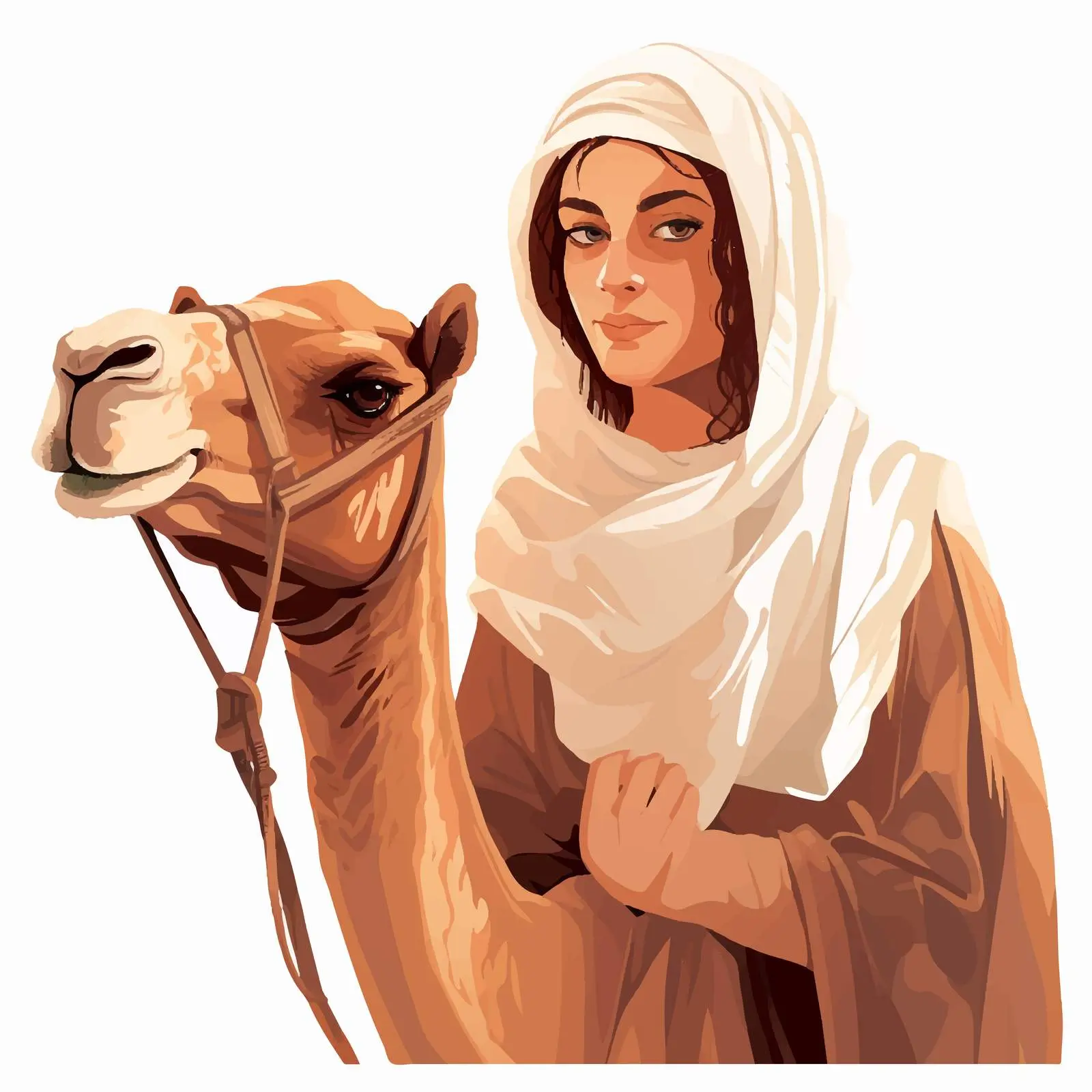 Cartoon Female Figure with Dromedary Camel Face — free download from Dotvec