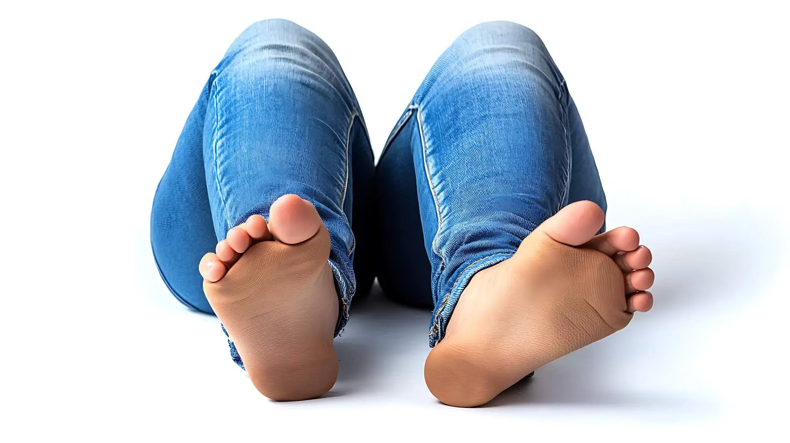 Close-up of Groomed Female Feet in Jeans — free download from Dotvec
