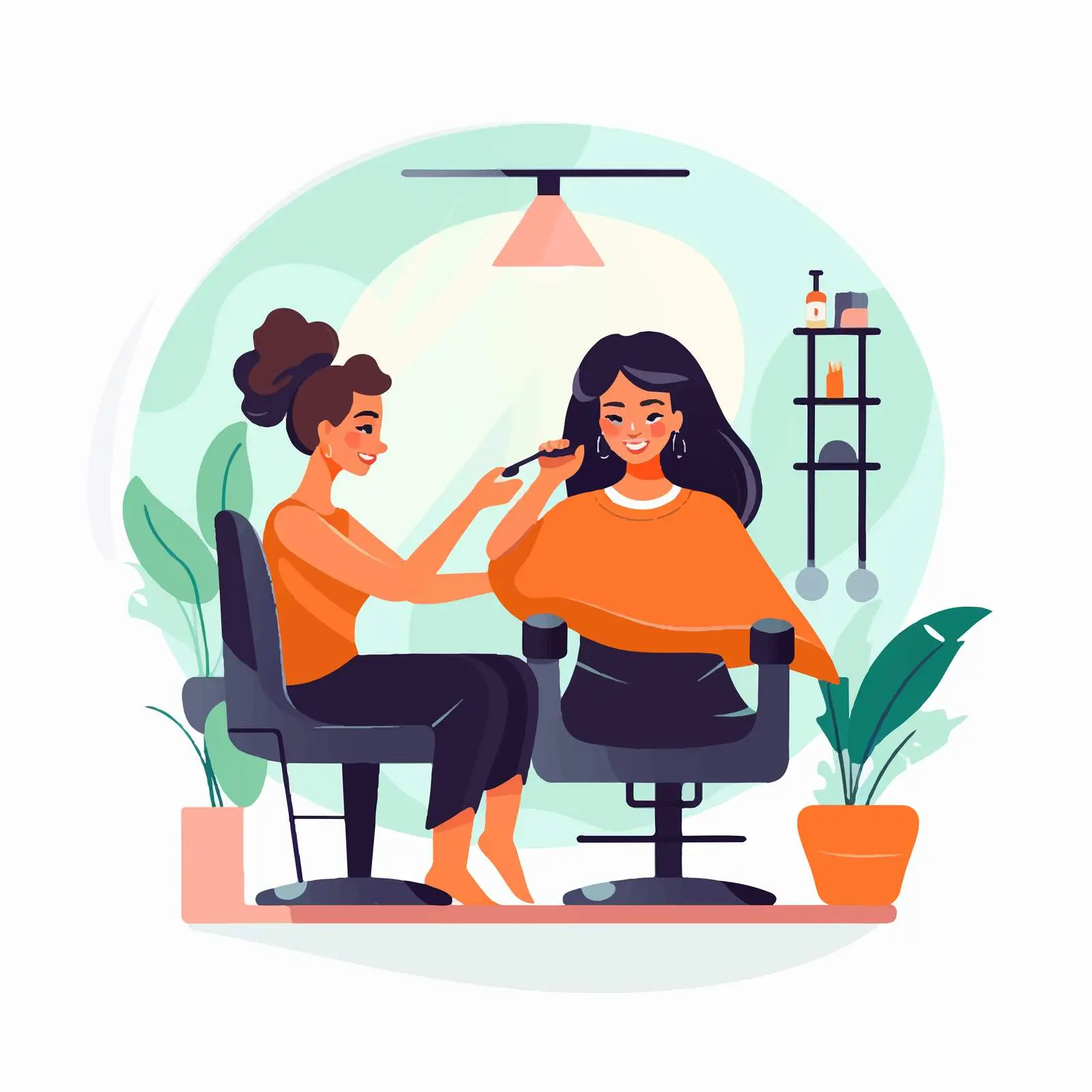 Happy Client Receiving Haircut by Female Hairdresser — free download from Dotvec