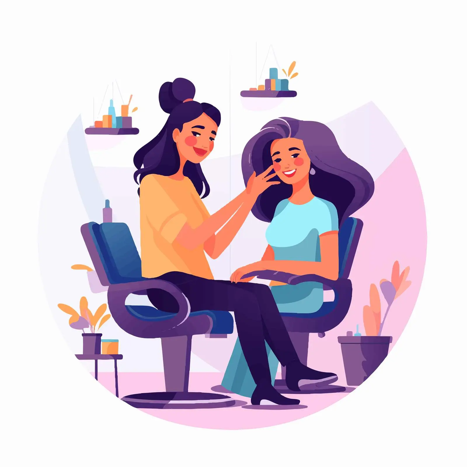 Female Hairdresser Cutting Hair of Happy Client — free download from Dotvec