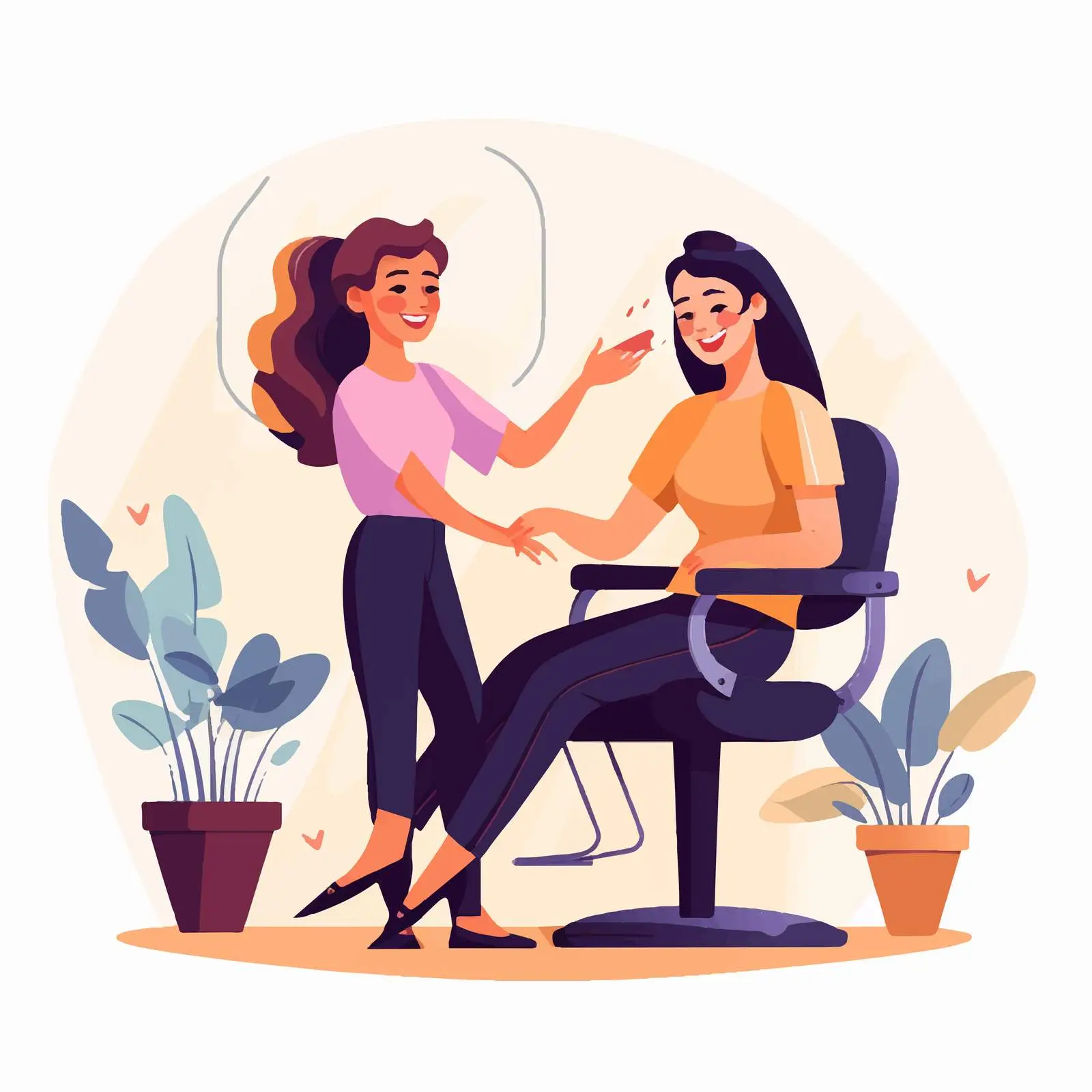 Happy Client with Female Hairdresser Cutting Hair – free creative styling image from Dotvec