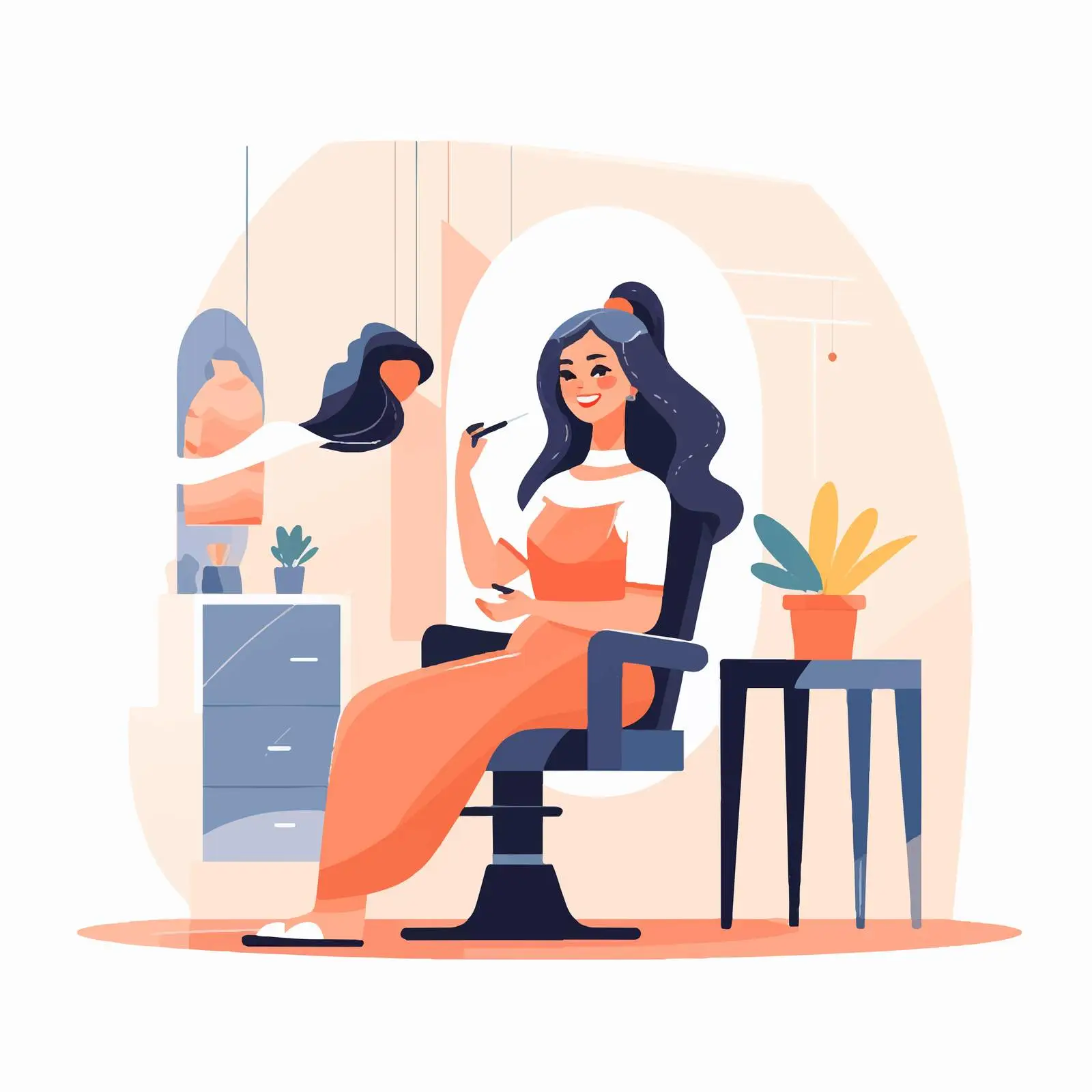 Hairdresser Styling Happy Client's Hair — free download from Dotvec