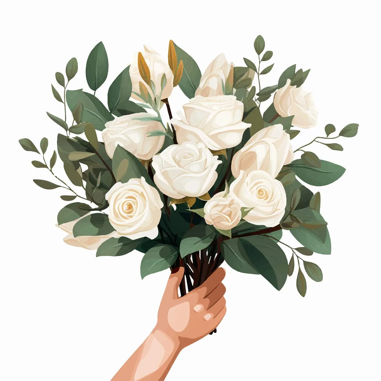 Elegant Woman Holding White Rose Bouquet — free download from Dotvec