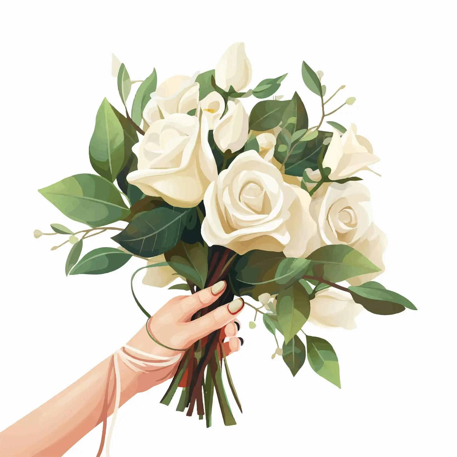 Woman Holding Delicate White Rose Bouquet — free download from Dotvec