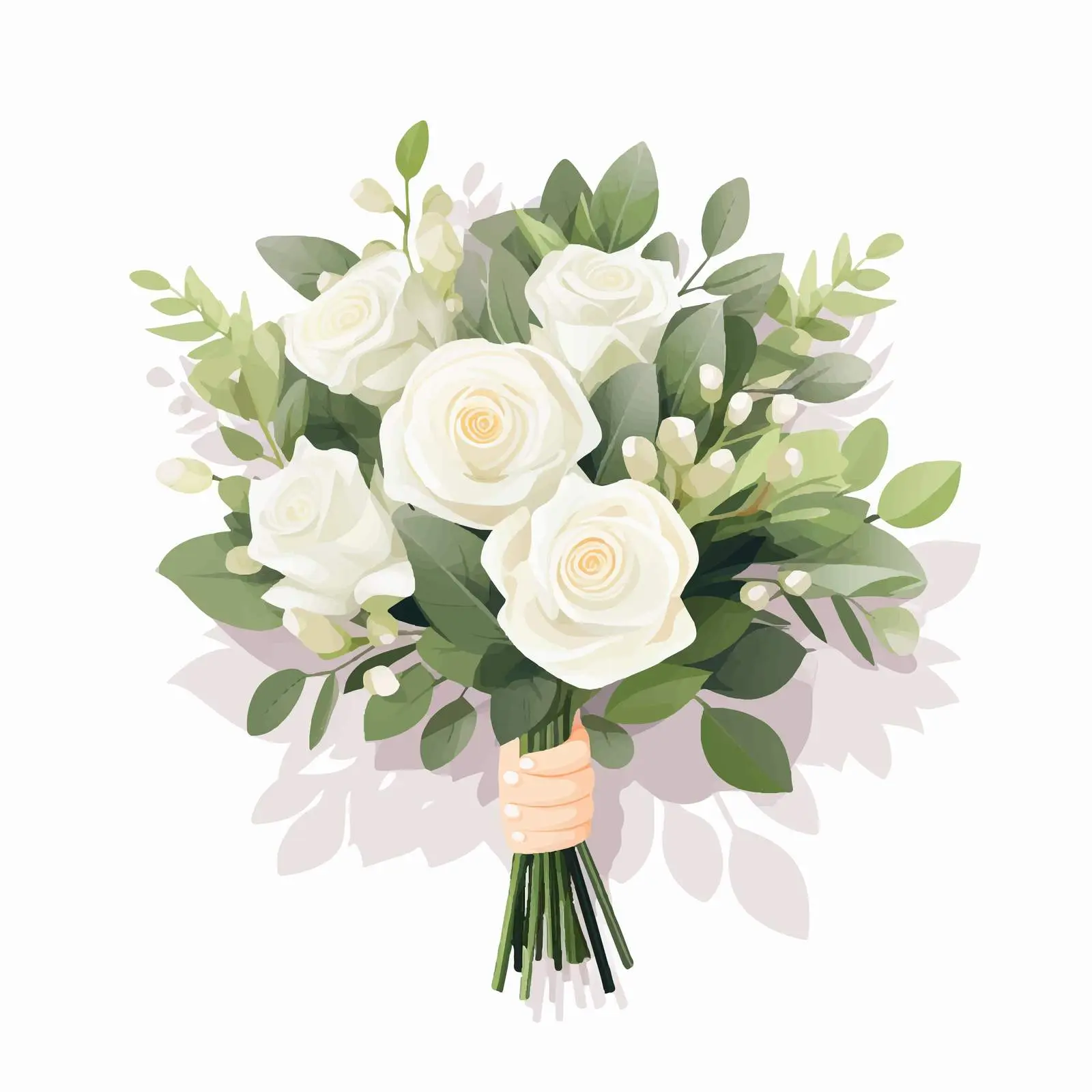 Woman Holding Bouquet of White Roses — free download from Dotvec