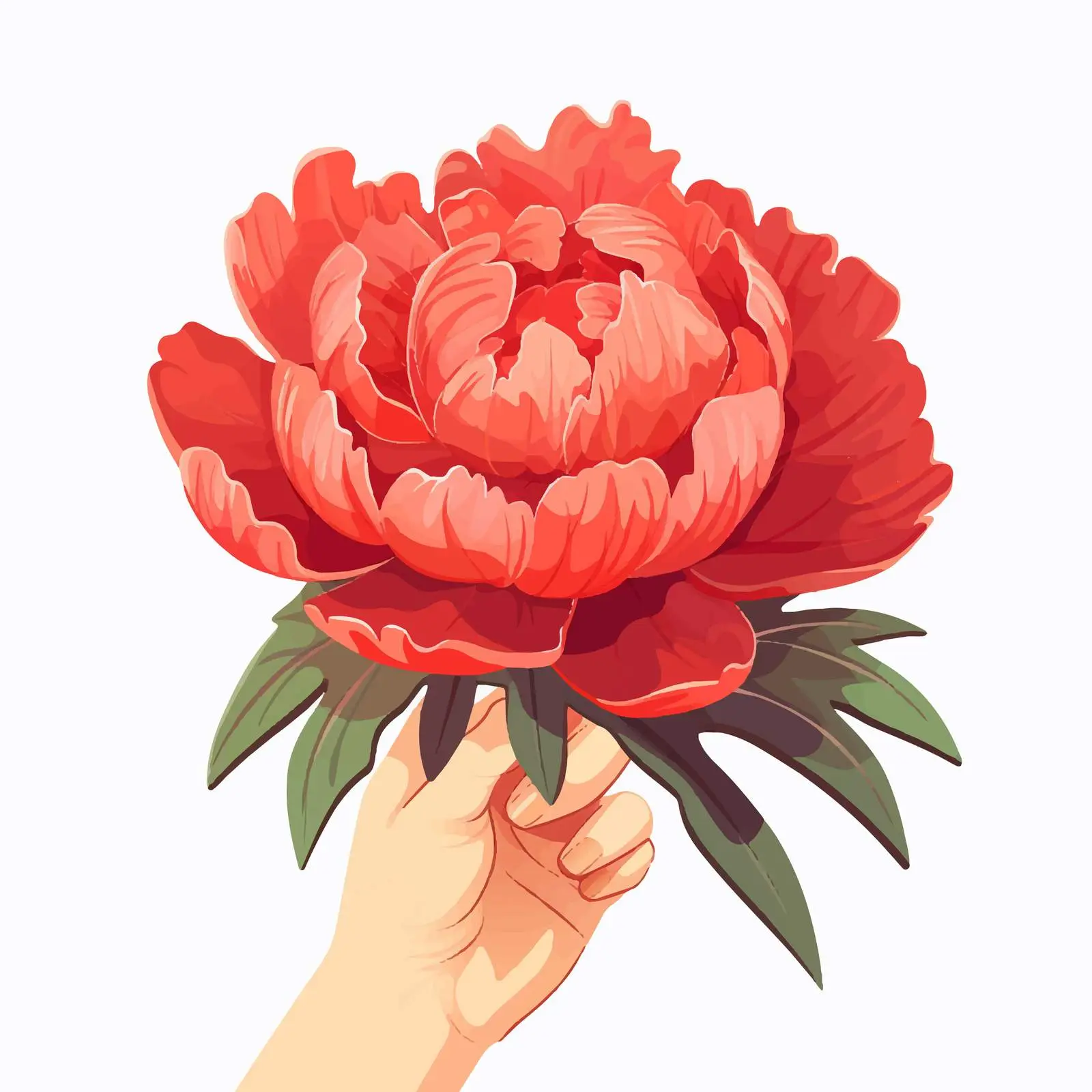 Elegant Hand Holding Japanese Peony Flower — free download from Dotvec