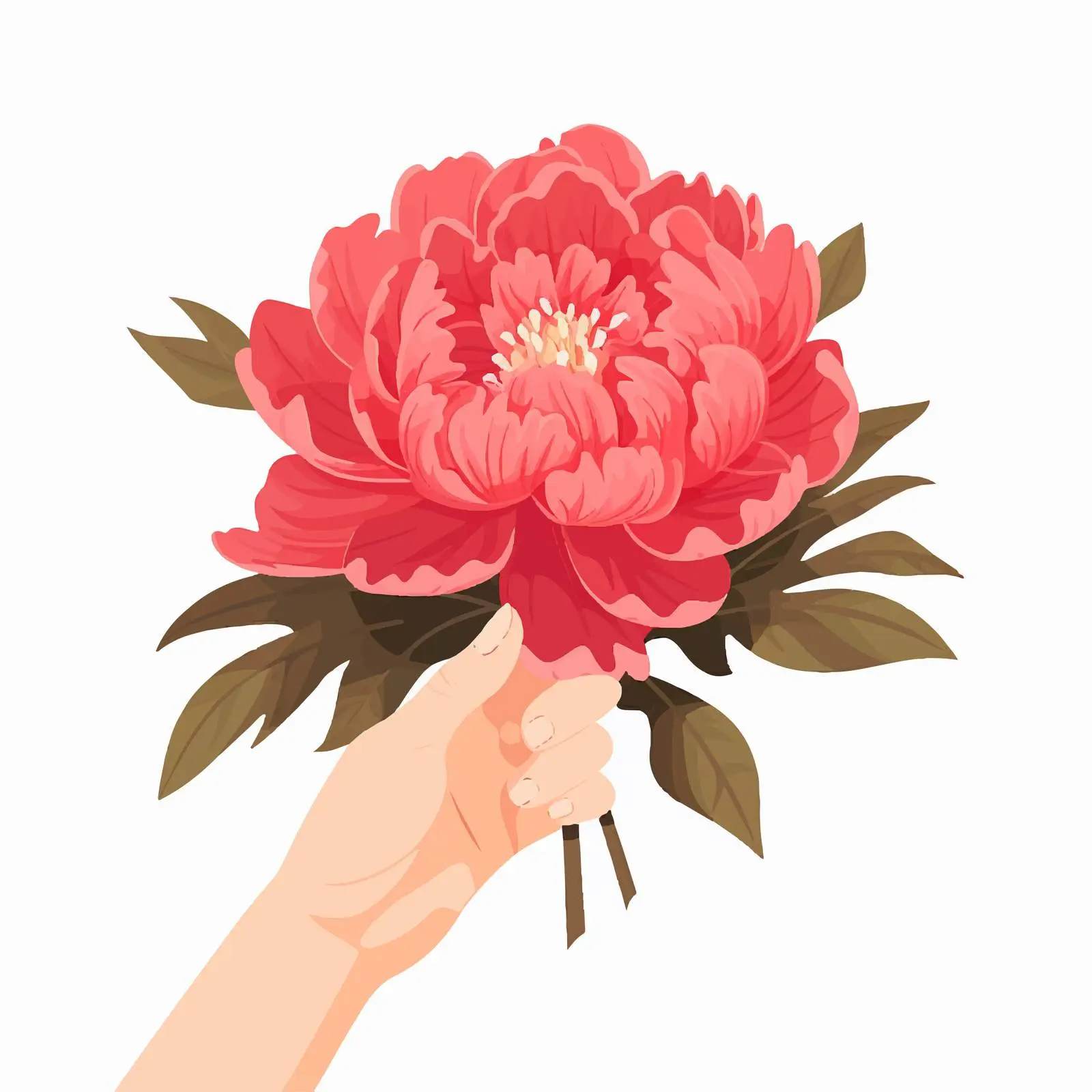 Elegant Hand Holding Japanese Peony Flower Vector — free download from Dotvec