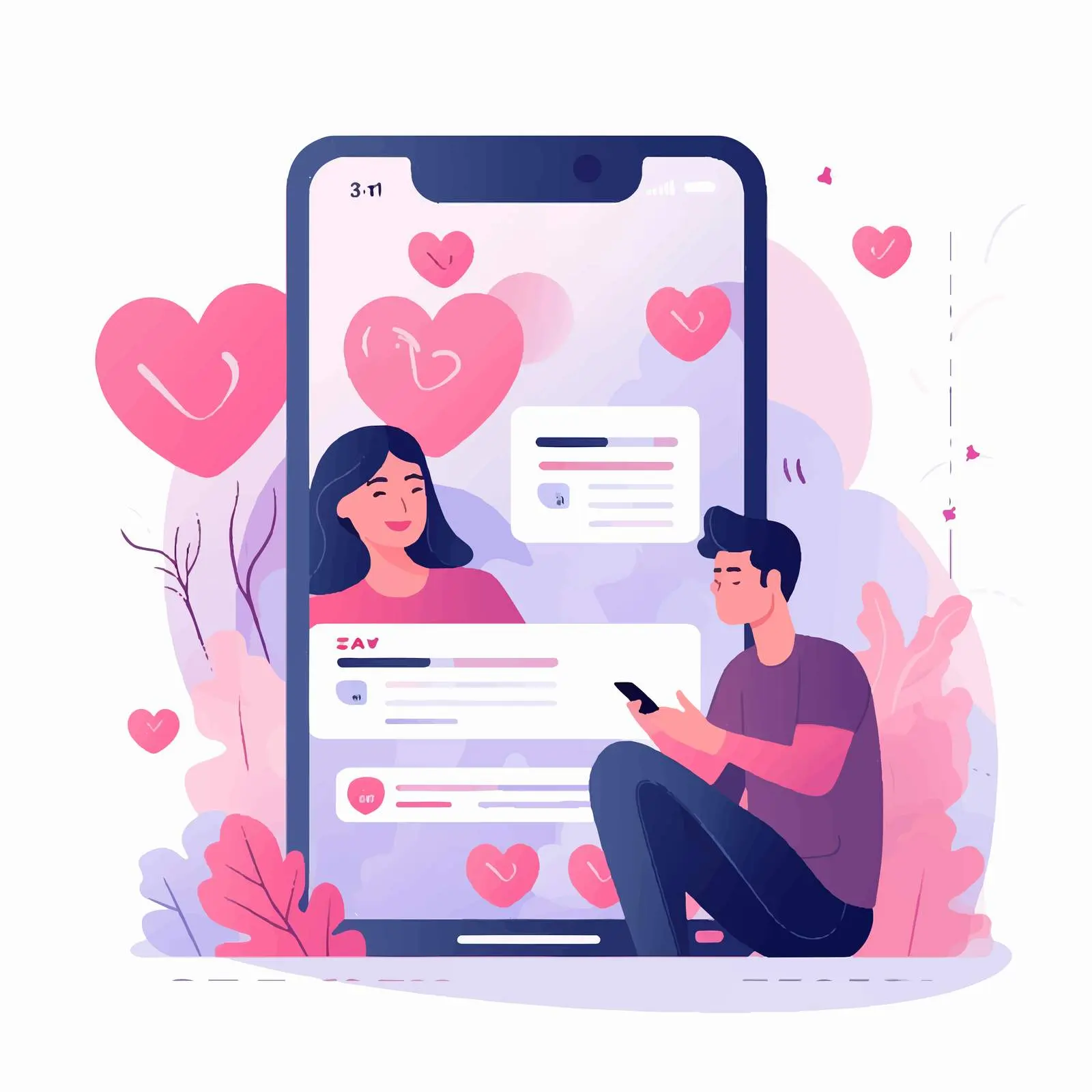 Woman Using Dating App on Mobile Phone — free download from Dotvec