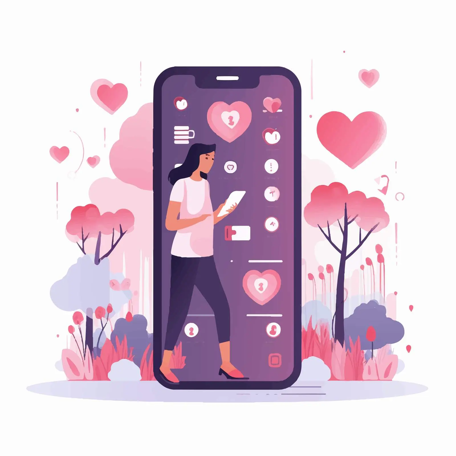 Woman Holding Phone with Dating App Interface — free download from Dotvec