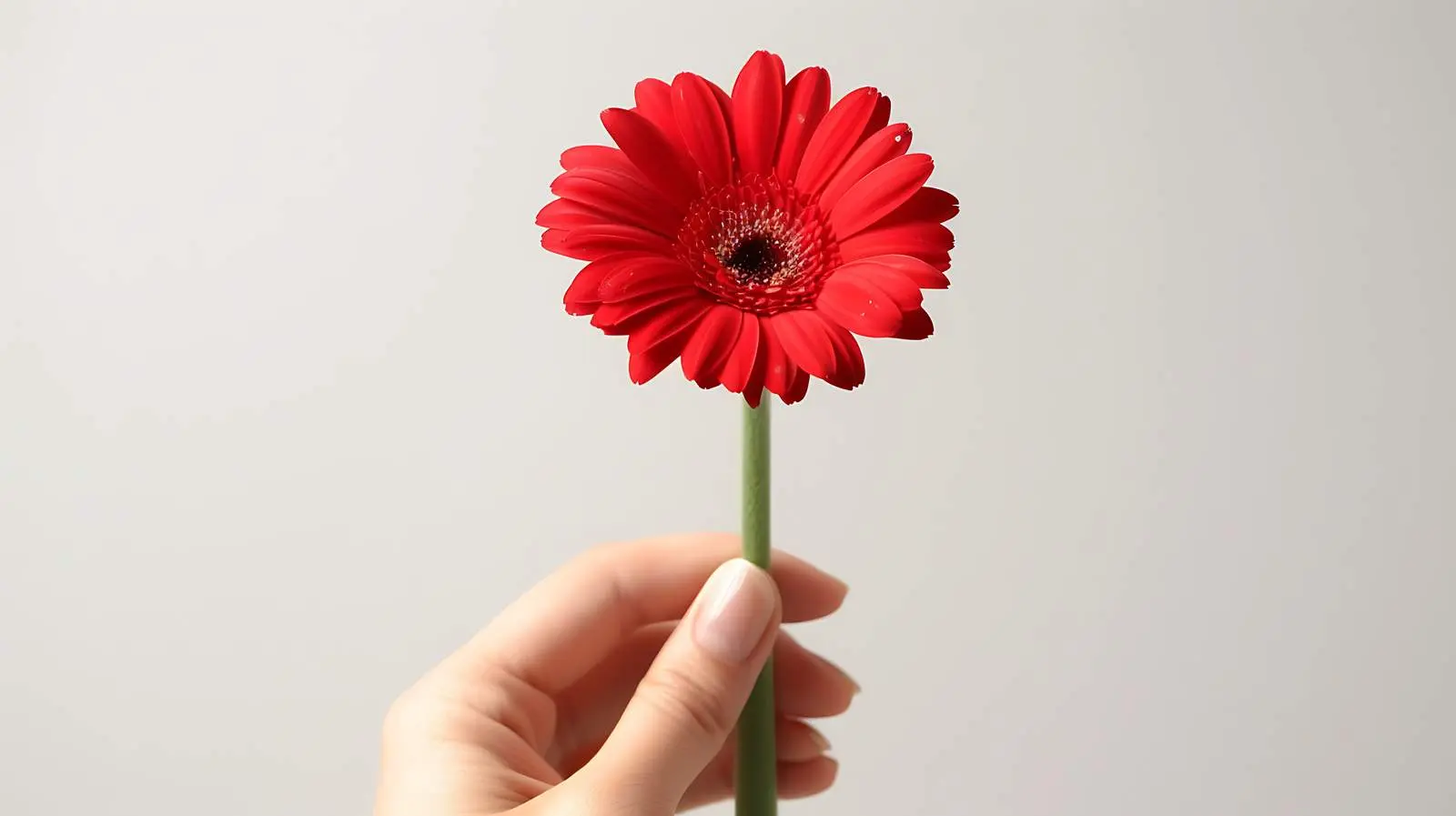 Woman Holding Red Gerbera Daisy Flower — free download from Dotvec