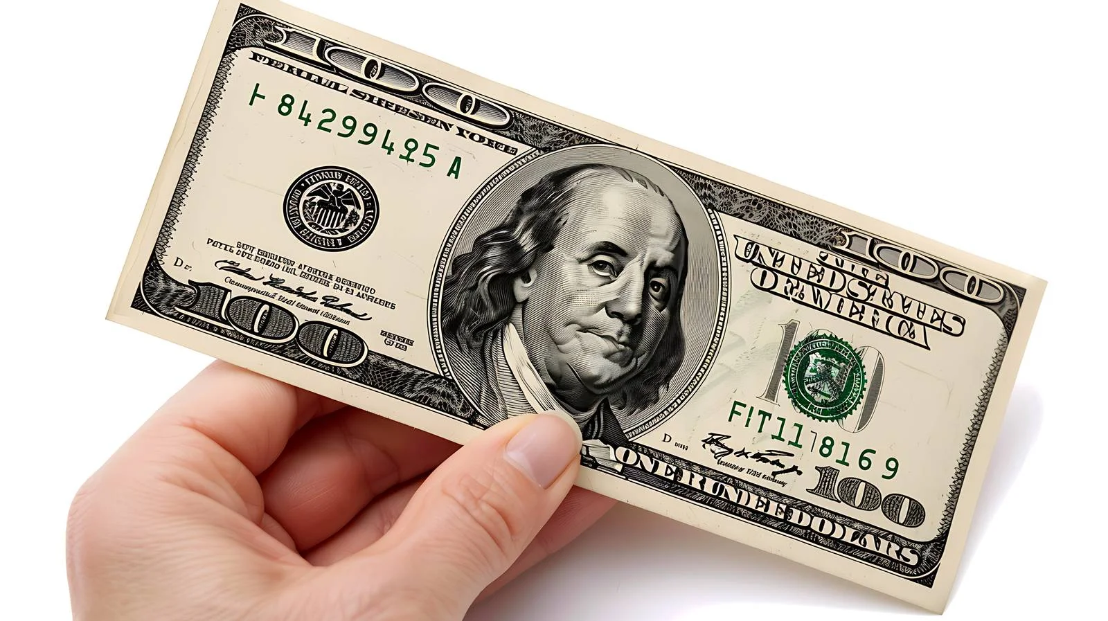 Woman's Hand Holding $100 Bill — free download from Dotvec