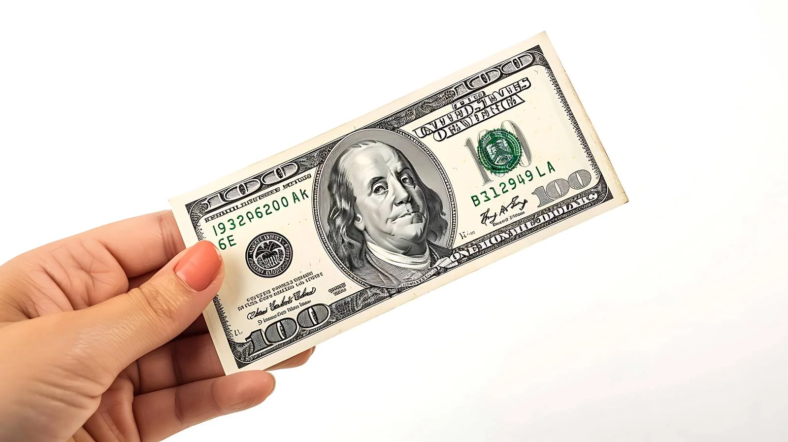 Elegant Female Hand with 100 Dollars — free download from Dotvec