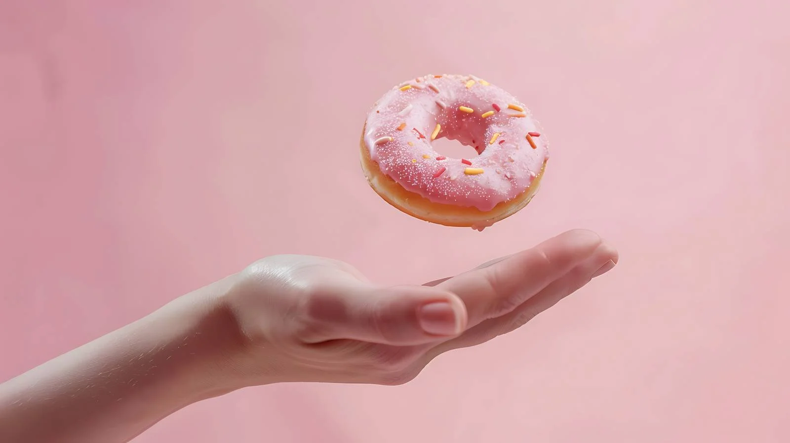 Elegant Donut Hovering over Female Hand — free download from Dotvec