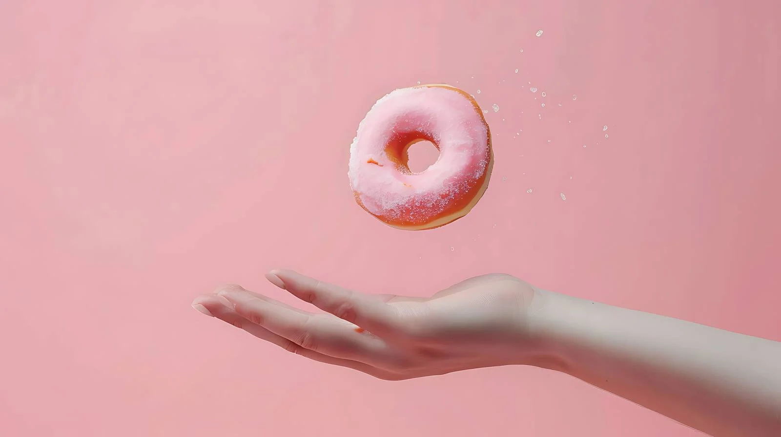 Delicious Donut Flying Over Pink Background — free download from Dotvec