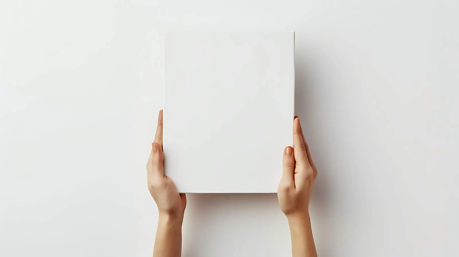 Female Hands Holding Blank Canvas Mockup – free studio image from Dotvec