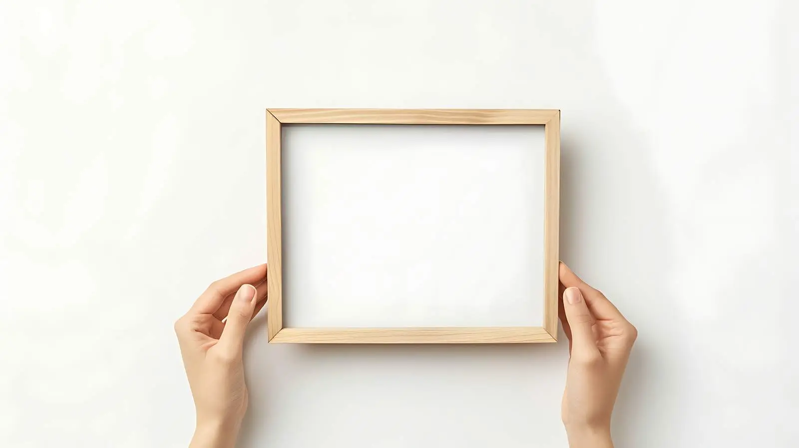 Female Hands Holding Blank Photo Frame Mockup – free studio image from Dotvec