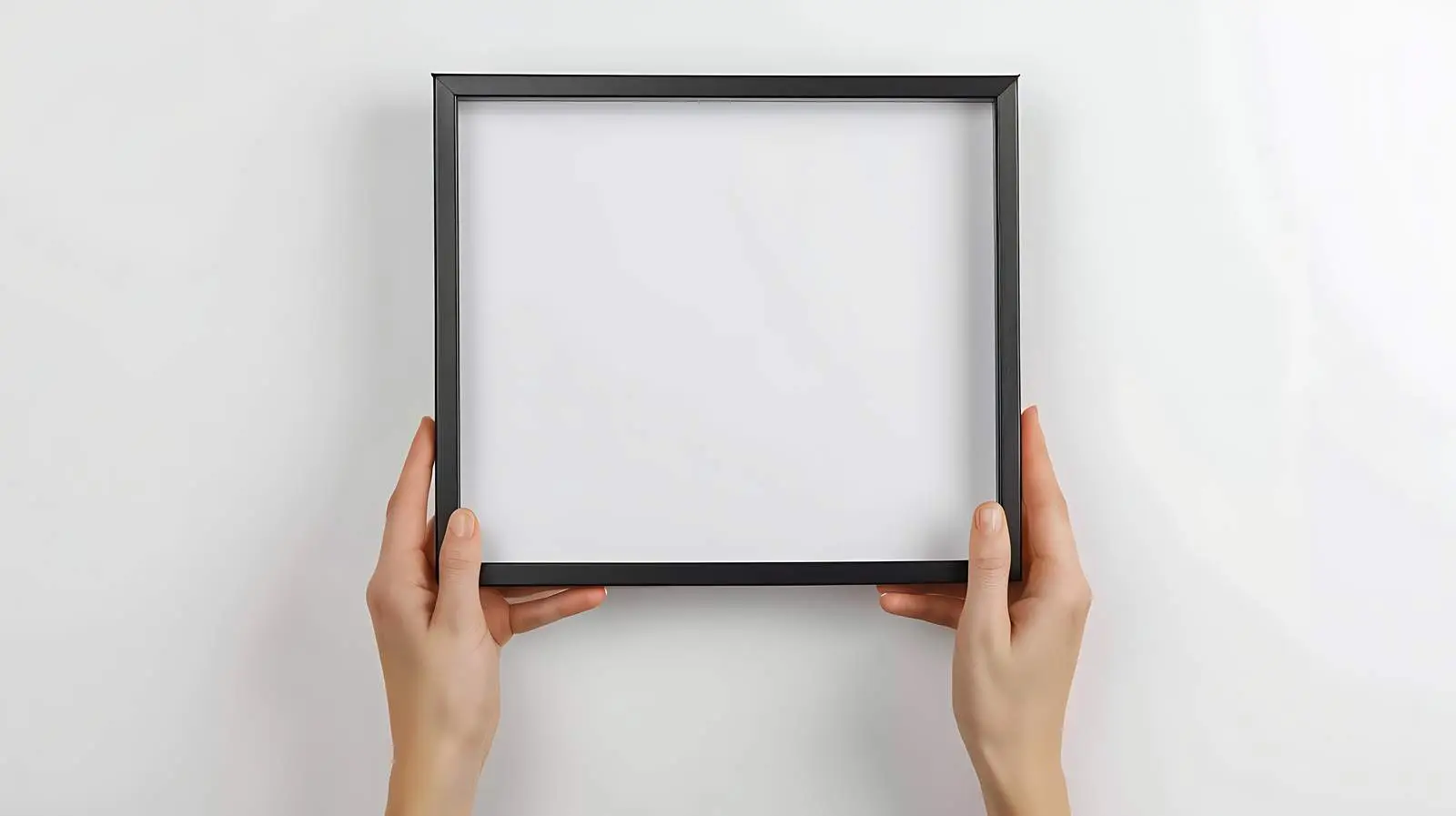 Hands Holding Blank Photo Frame Mockup – free studio image from Dotvec