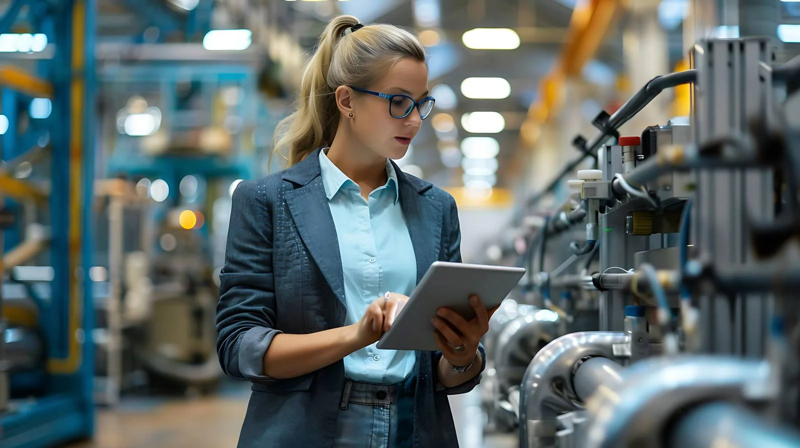 Professional Manager Using Digital Tablet Standing — free download from Dotvec