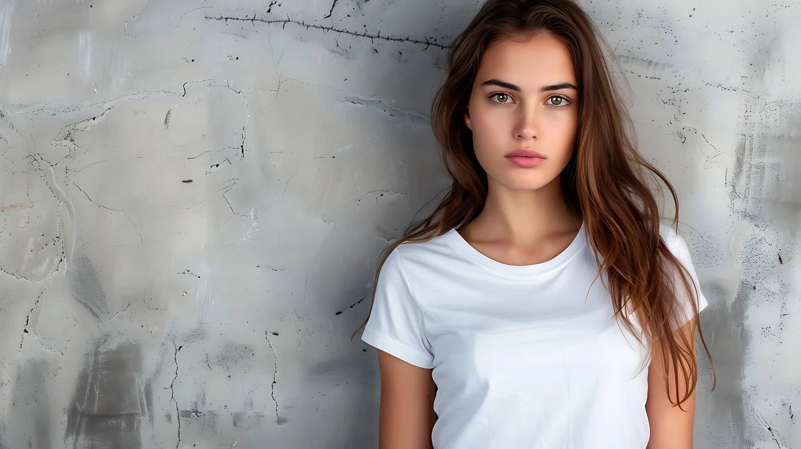 Elegant Female Model in White T-Shirt — free download from Dotvec