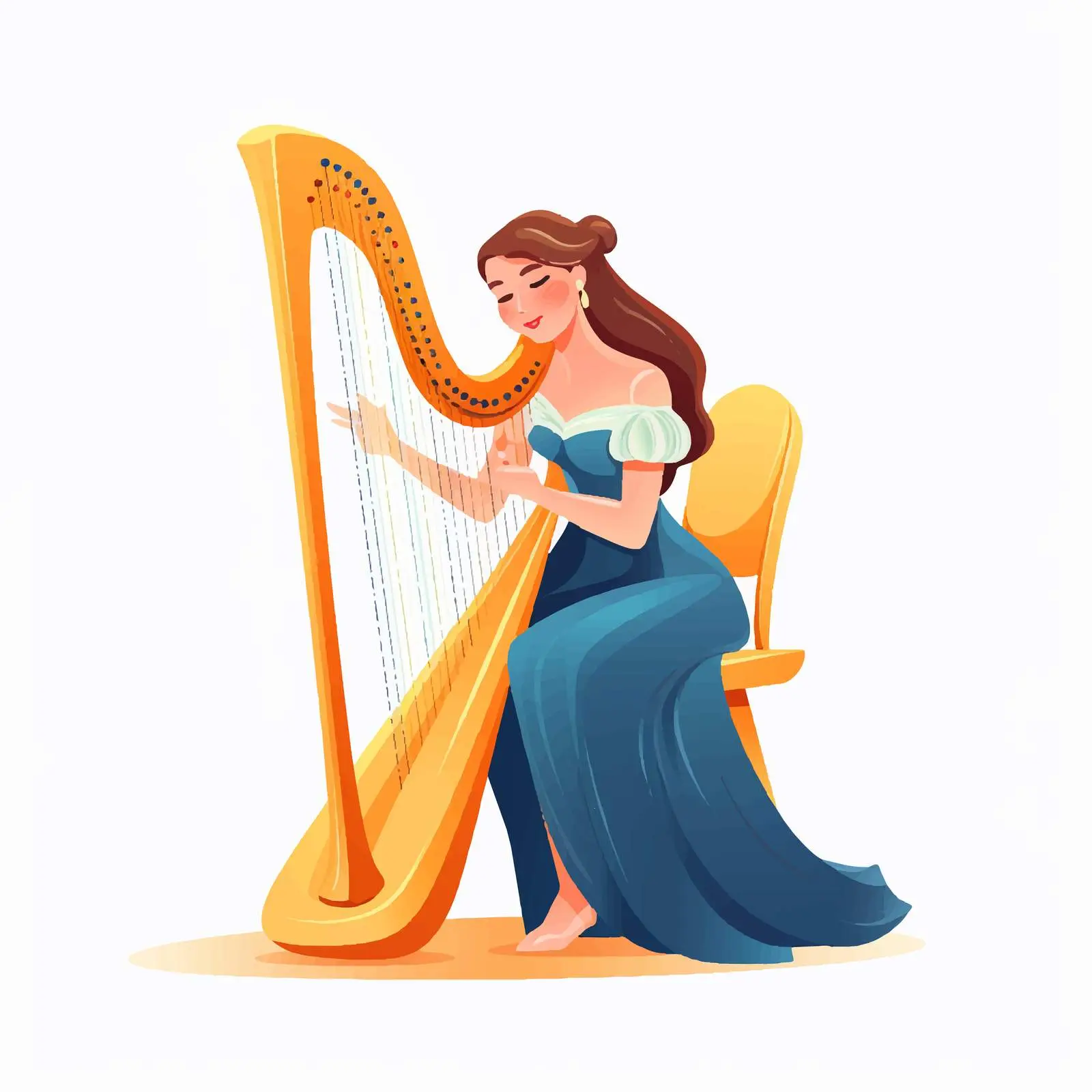 Female Musician Playing Harp in Elegant Dress — free download from Dotvec