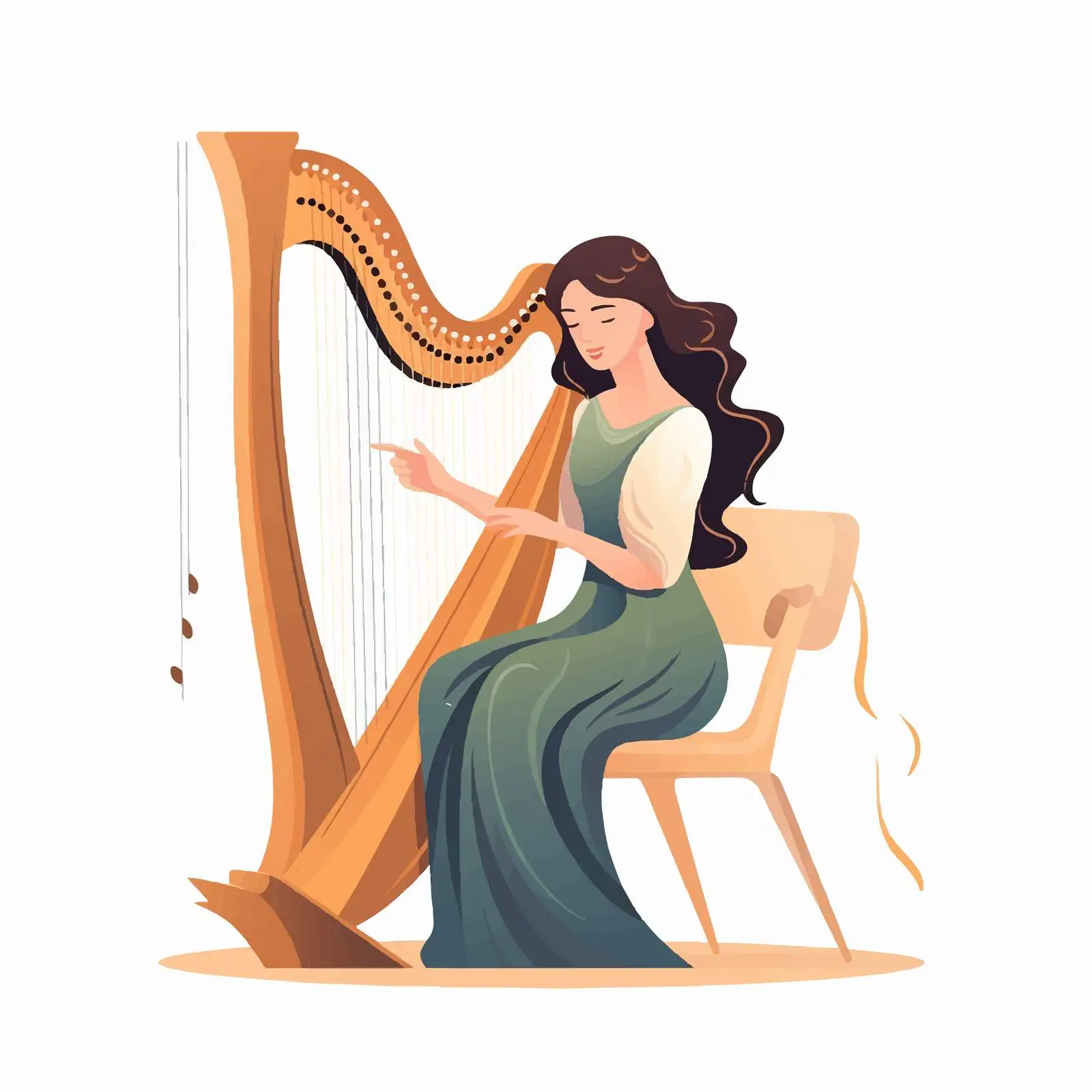 Female Musician Playing Harp in Elegant Dress — free download from Dotvec